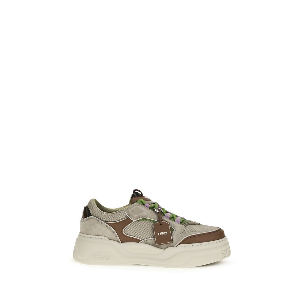 Fendi Braune Kalbsleder Bos Taurus Chunky Sneaker-1