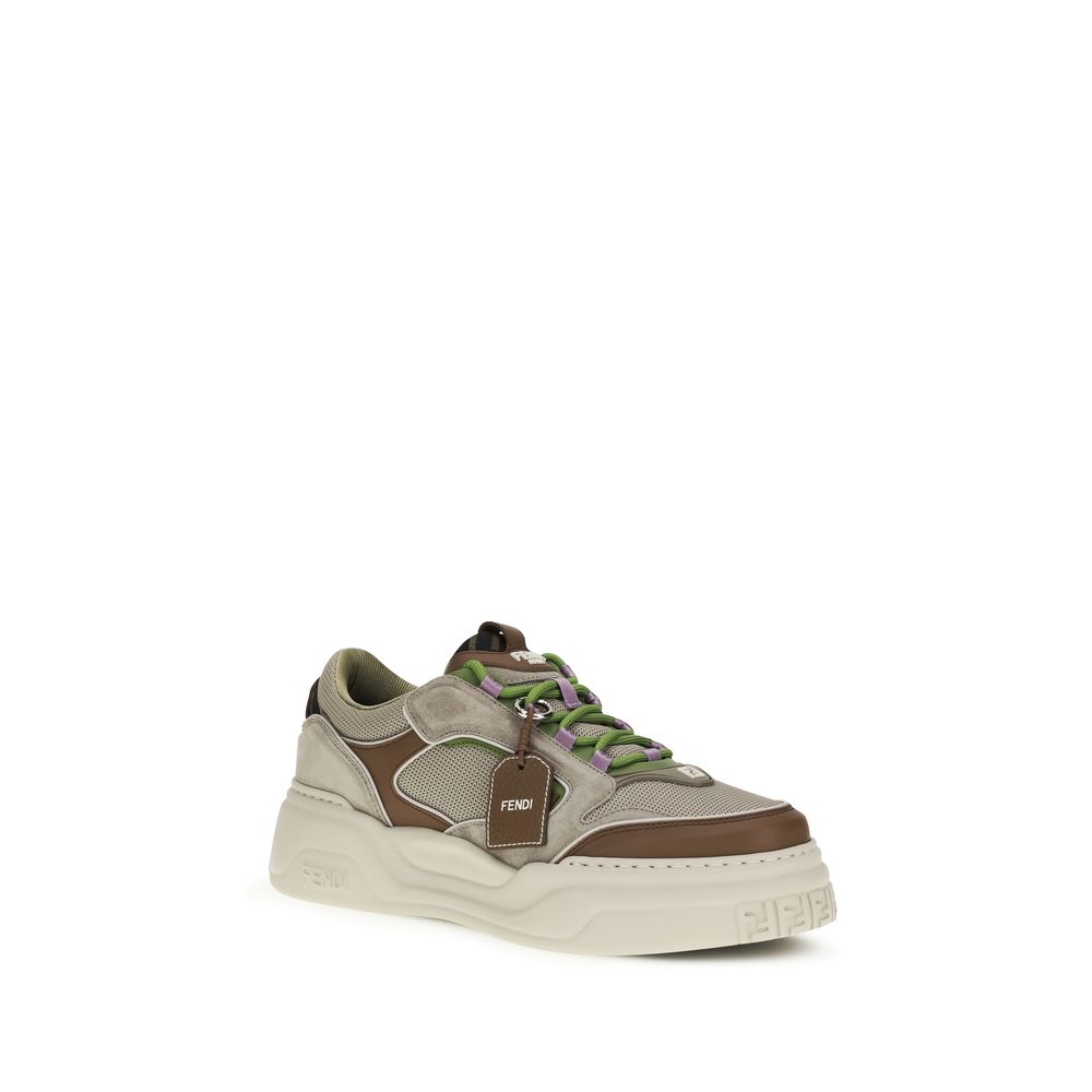 Fendi Braune Kalbsleder Bos Taurus Chunky Sneaker-2