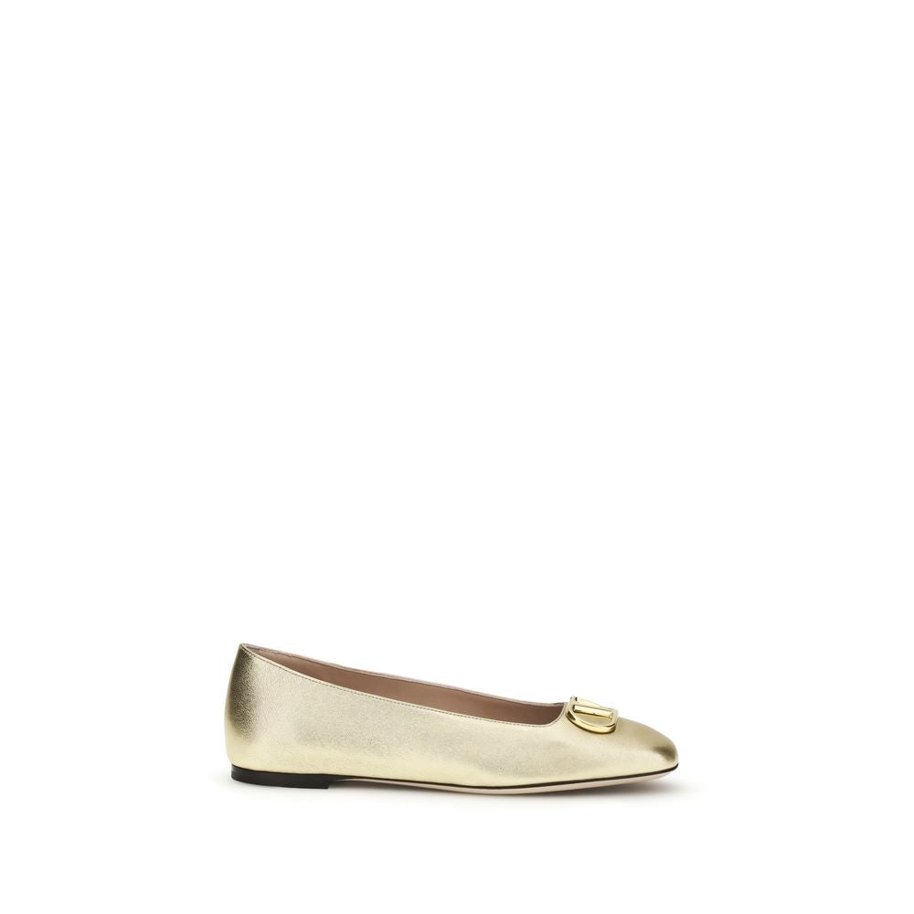 Valentino Garavani Ballerinas aus goldenem Kalbsleder Bos Taurus-1