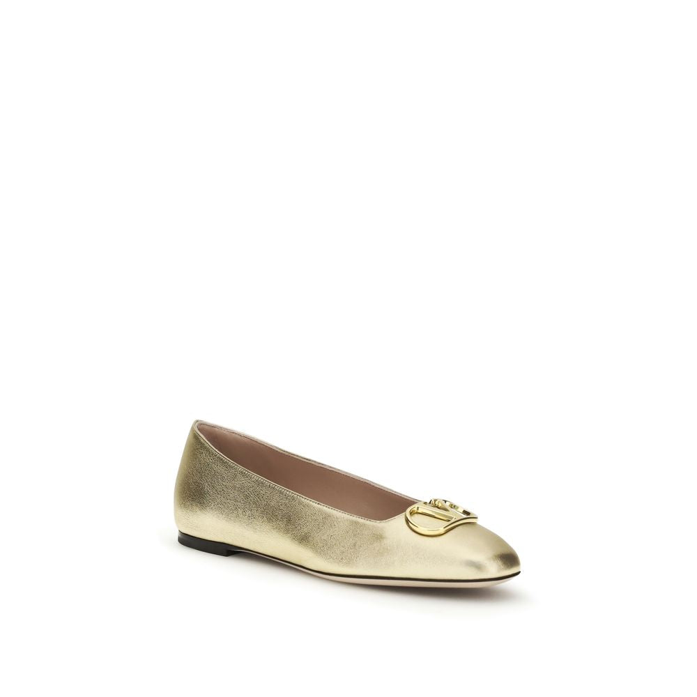 Valentino Garavani Ballerinas aus goldenem Kalbsleder Bos Taurus-2