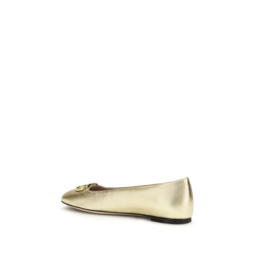 Valentino Garavani Ballerinas aus goldenem Kalbsleder Bos Taurus-3