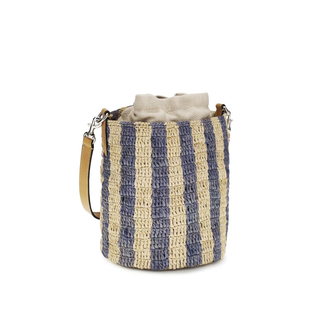 Valentino Garavani Eimer-Tasche aus blauer Raffia-3