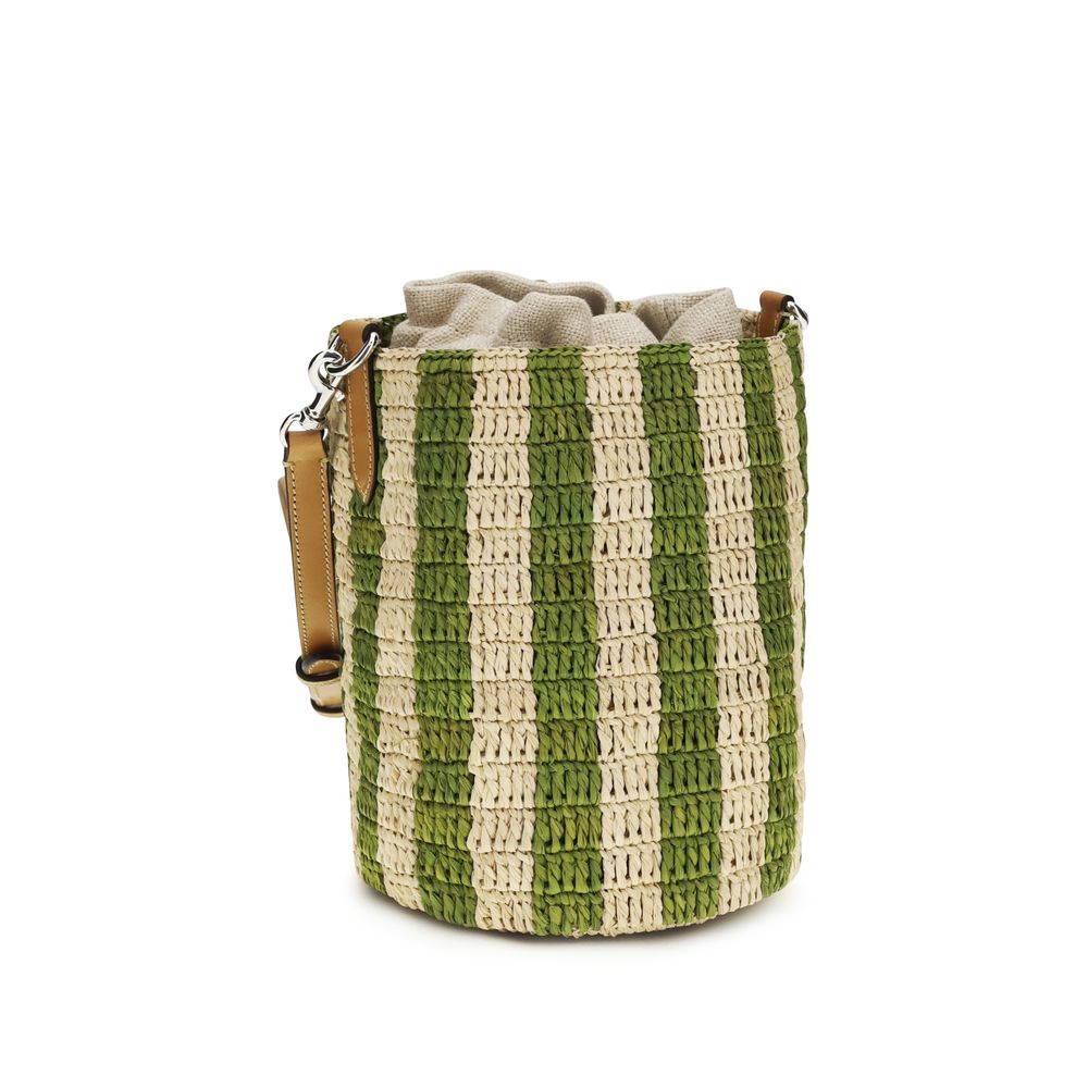 Valentino Garavani Zweifarbige Raffia-Eimer-Tasche-3