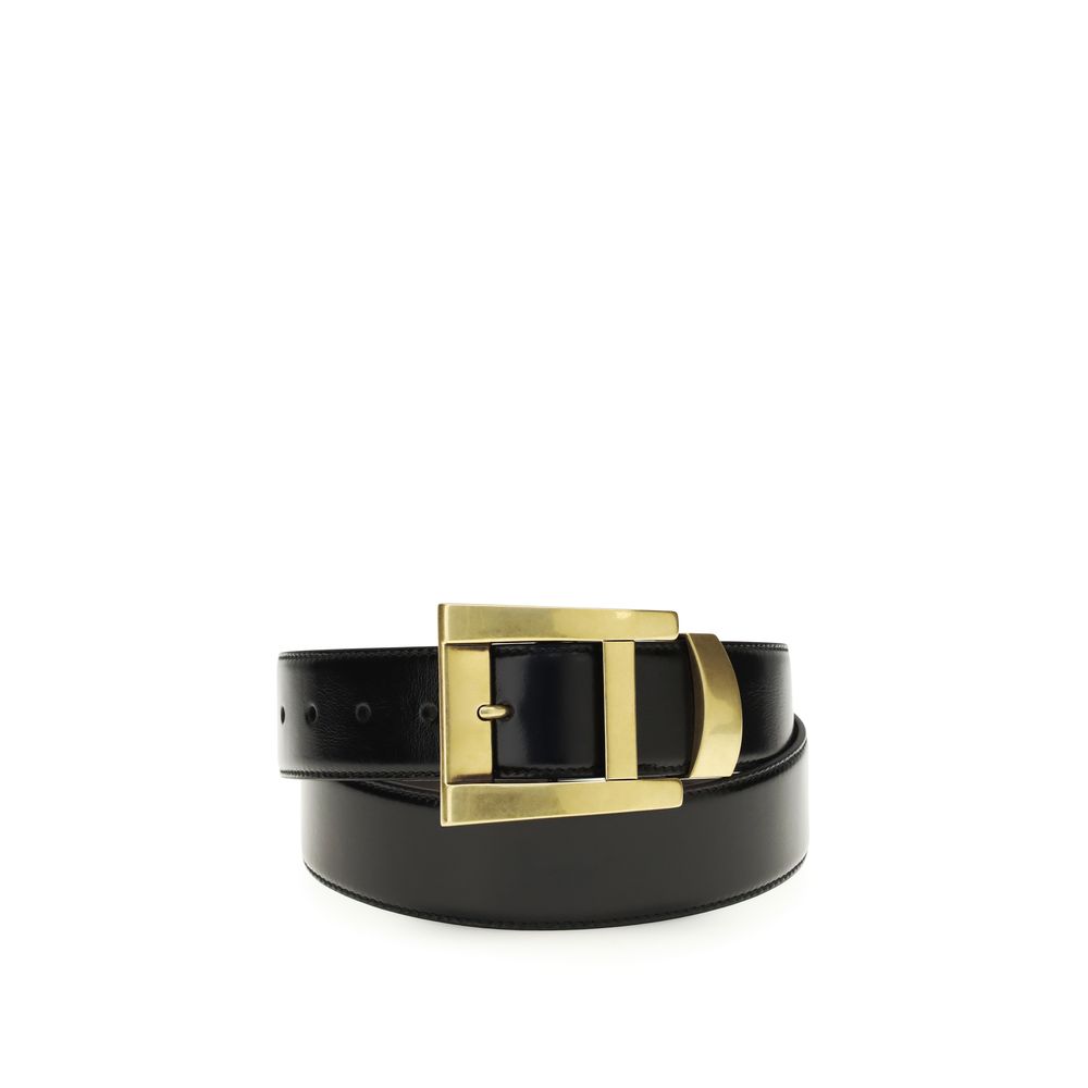 Versace Schwarzer Kalbsleder Bos Taurus Regular Gürtel