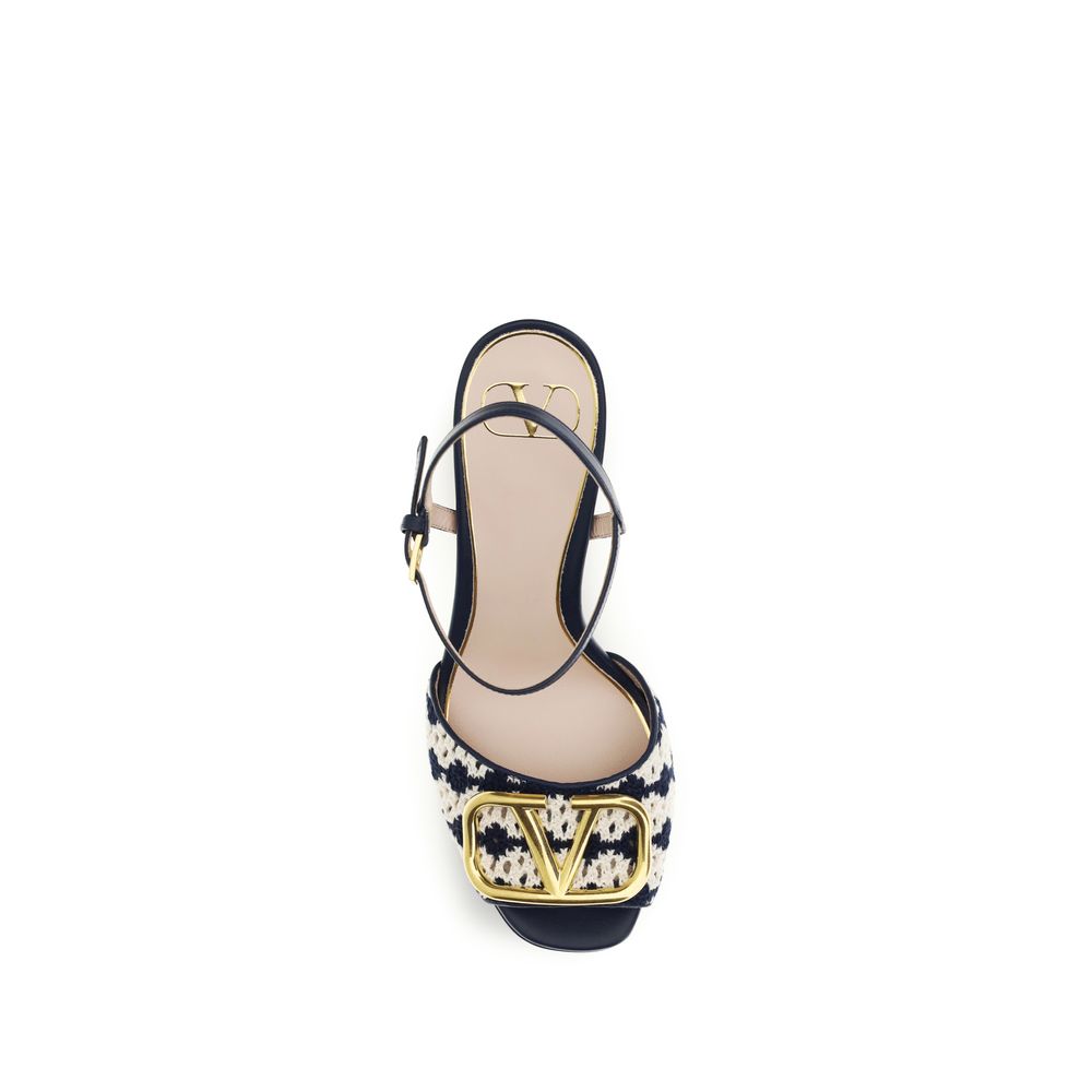 Valentino Garavani Plateau-Sandalen aus blauem Kalbsleder Bos Taurus-4