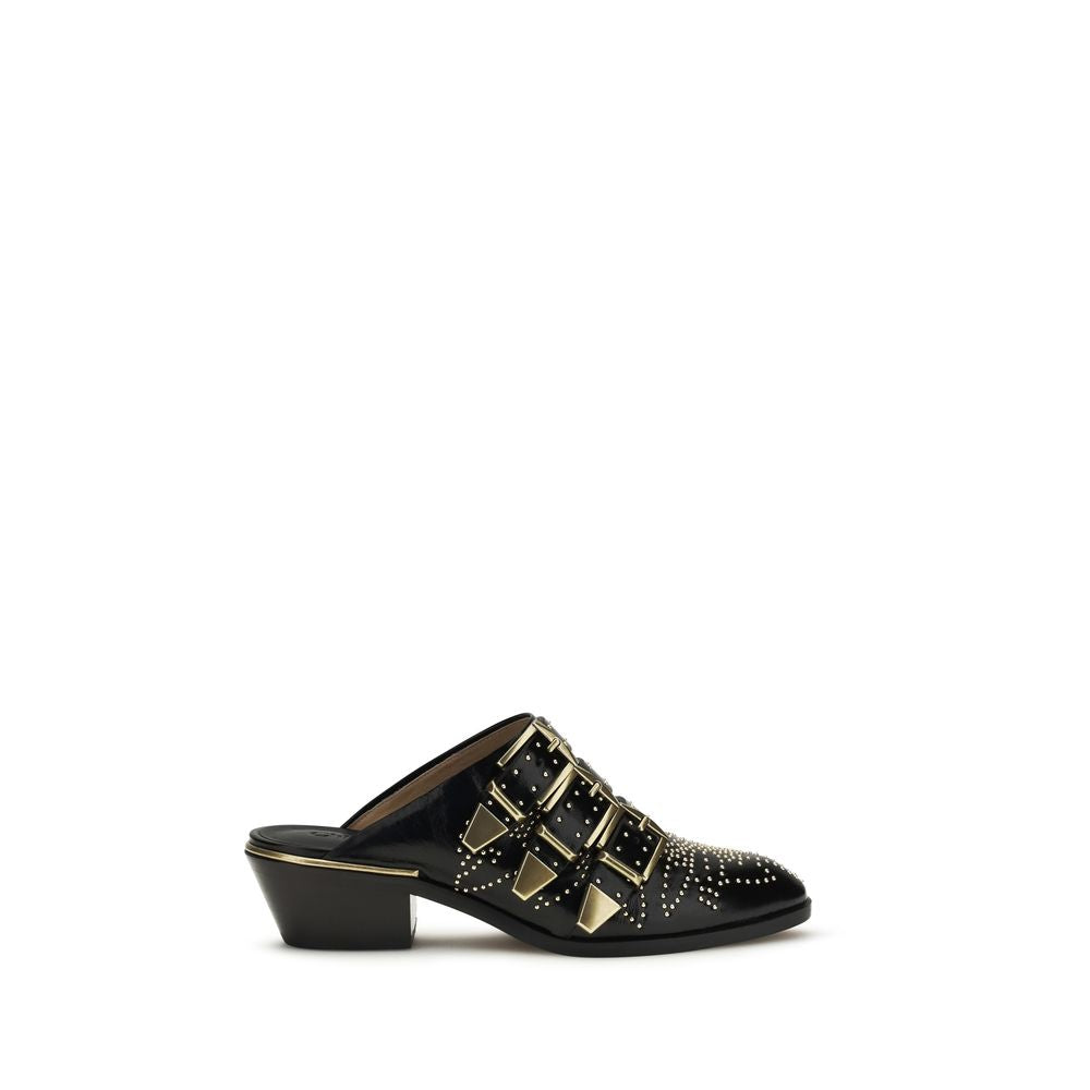Chloé Black Bos Taurus Calfskin Mules-1