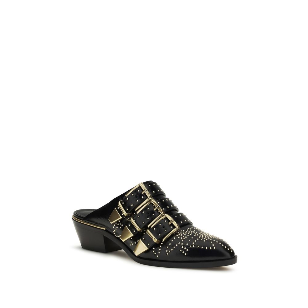 Chloé Black Bos Taurus Calfskin Mules-2