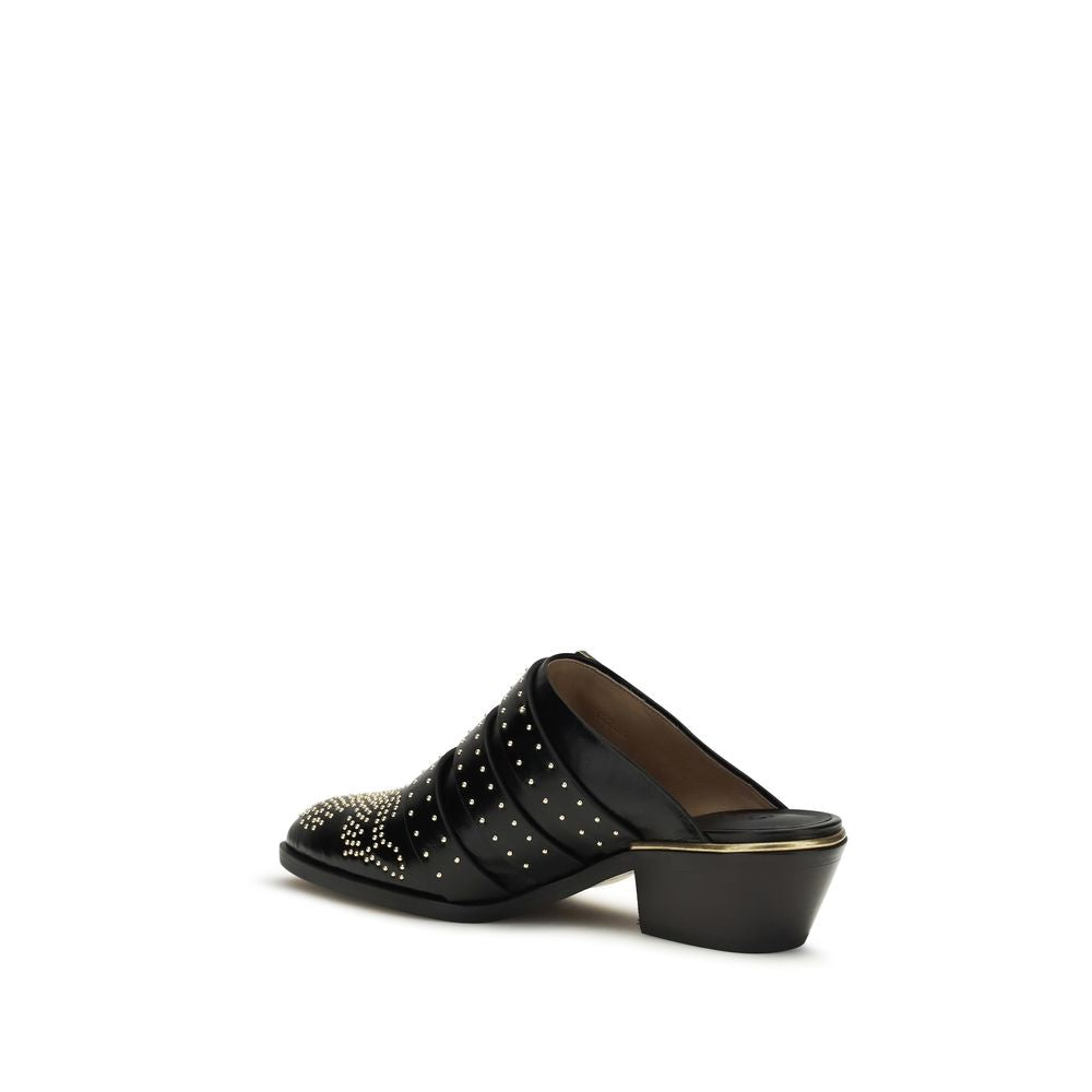 Chloé Black Bos Taurus Calfskin Mules-3