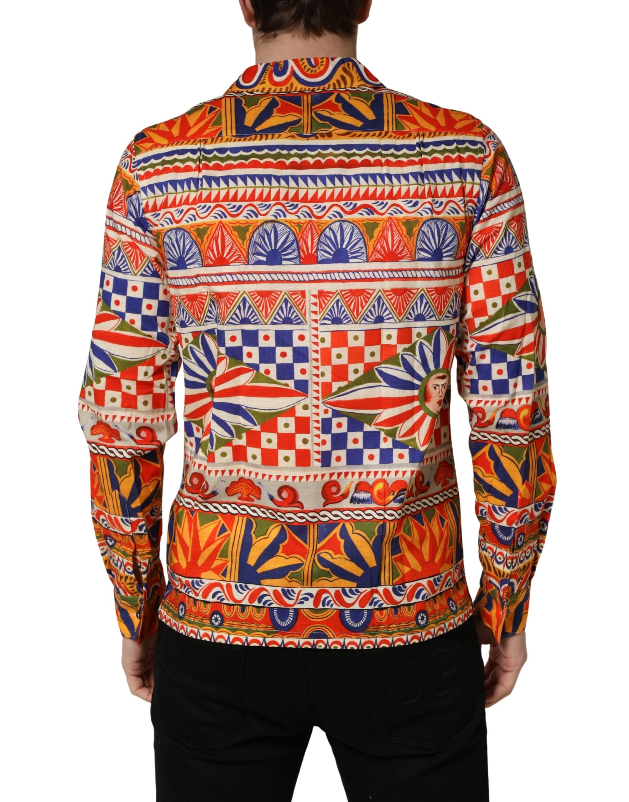 Dolce & Gabbana Mehrfarbiges Hemd aus Baumwoll-Twill im Stil des sizilianischen Karrens für Herren-4