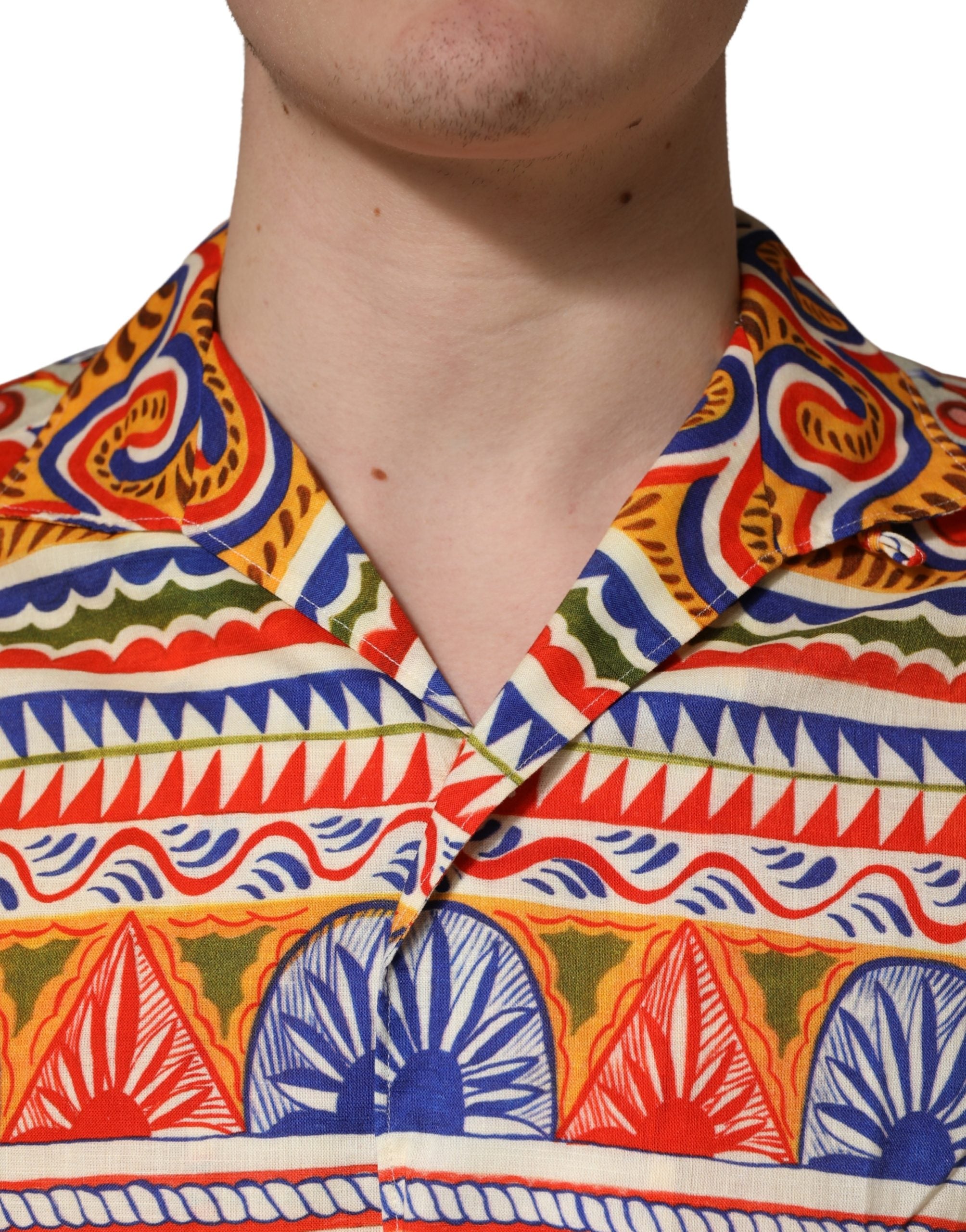 Dolce & Gabbana Mehrfarbiges Hemd aus Baumwoll-Twill im Stil des sizilianischen Karrens für Herren-5