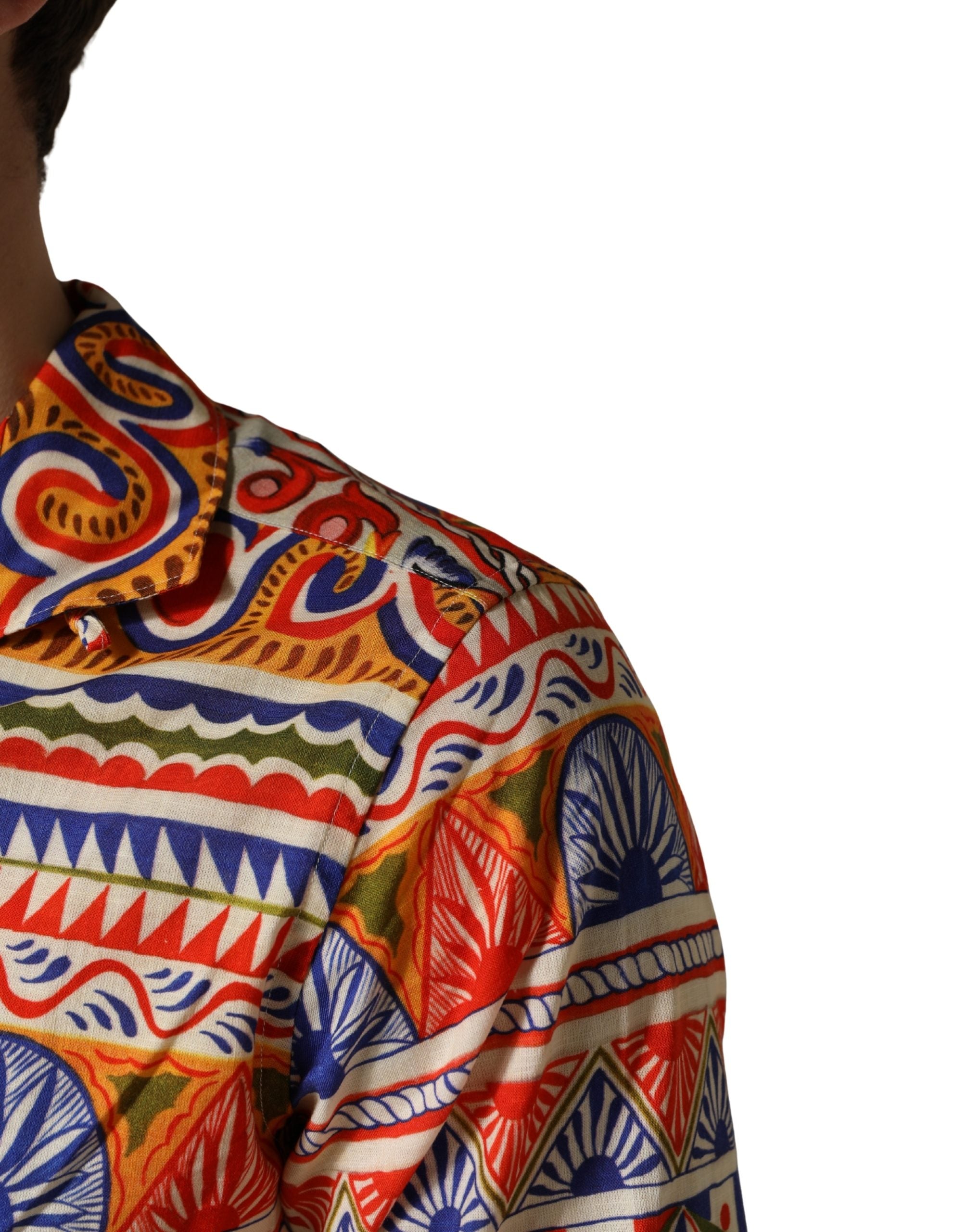 Dolce & Gabbana Mehrfarbiges Hemd aus Baumwoll-Twill im Stil des sizilianischen Karrens für Herren-6