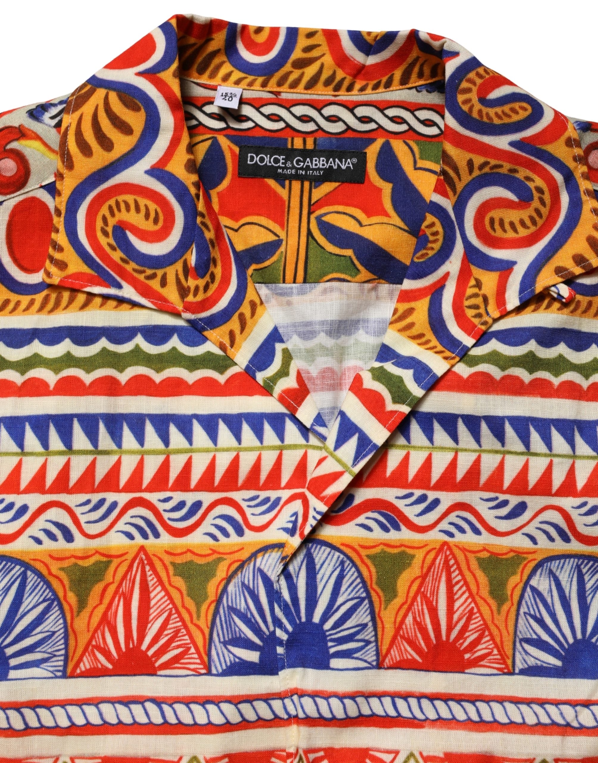 Dolce & Gabbana Mehrfarbiges Hemd aus Baumwoll-Twill im Stil des sizilianischen Karrens für Herren-7