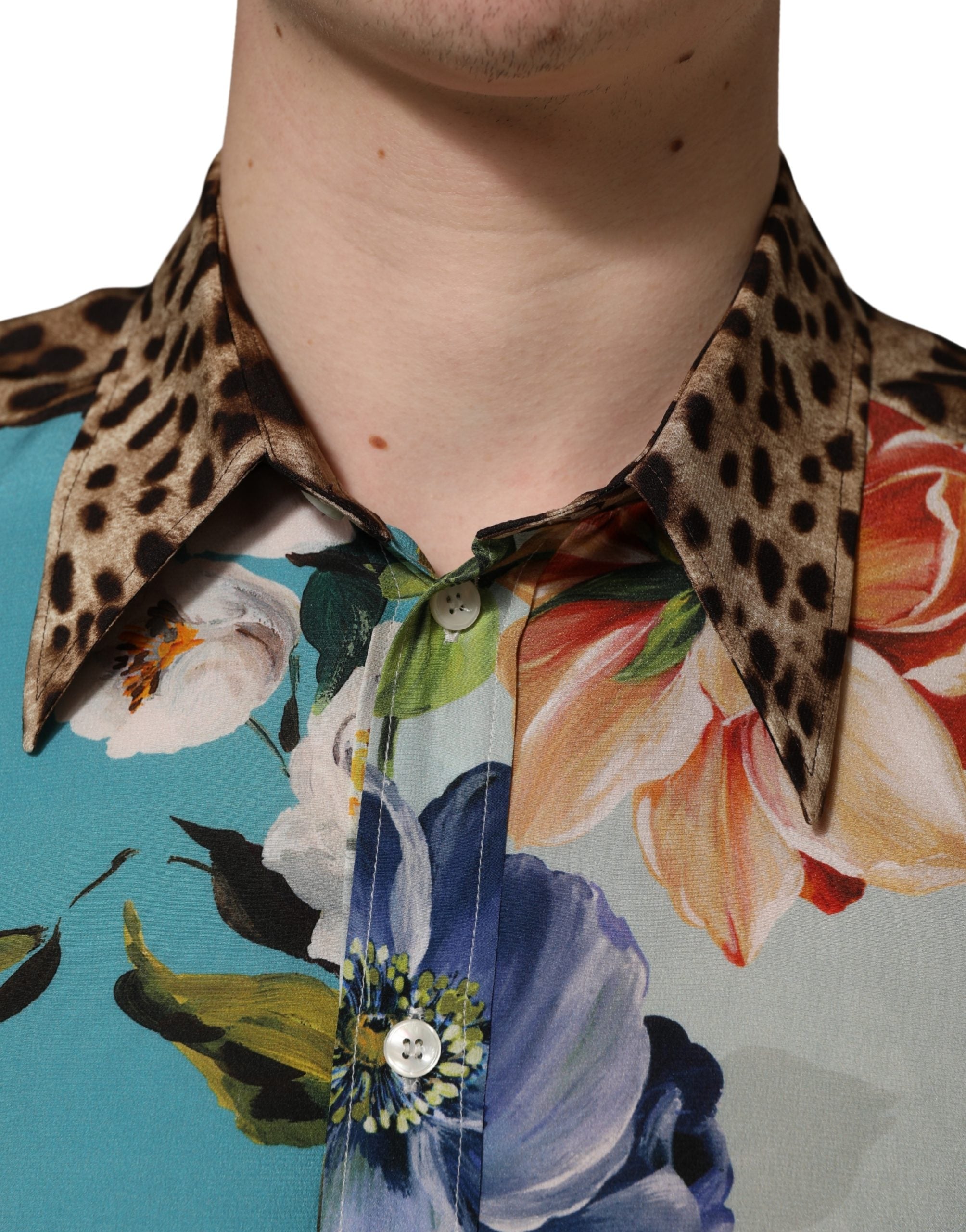 Dolce & Gabbana Hemd mit Multicolor-Blumen-Tierprint und Kragen-1