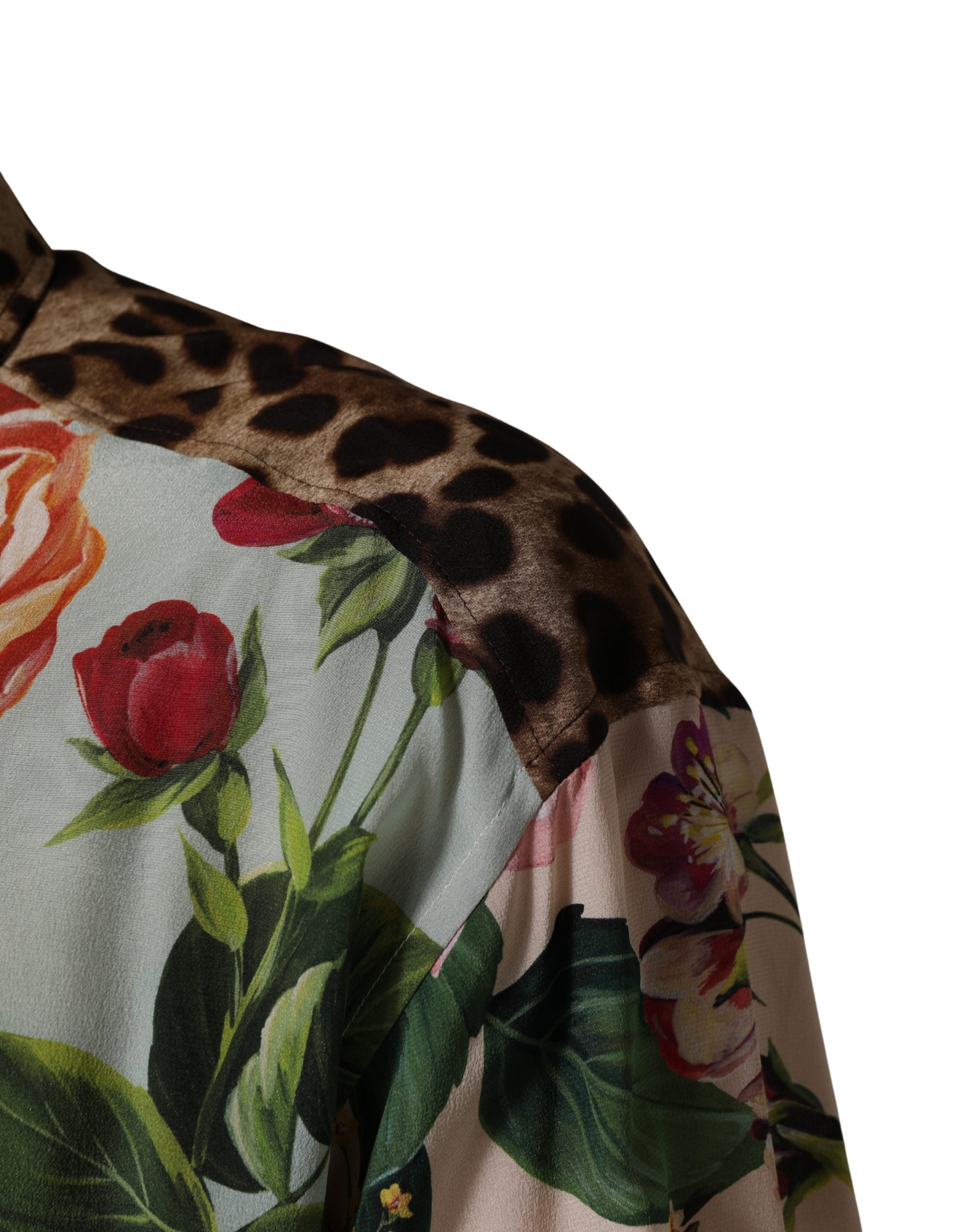 Dolce & Gabbana Hemd mit Multicolor-Blumen-Tierprint und Kragen-7