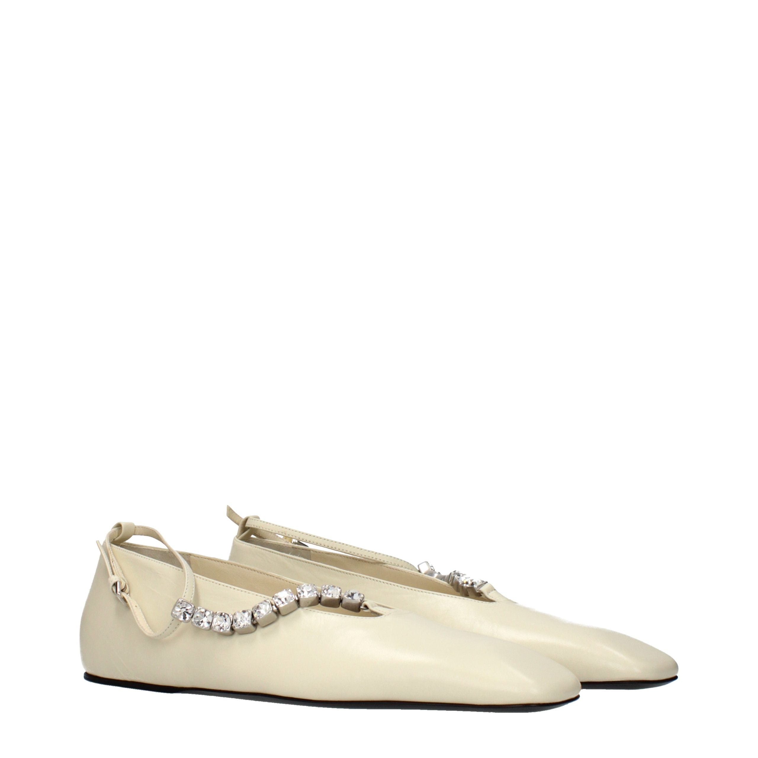 Jil Sander Beige Leder Ballerinas-2