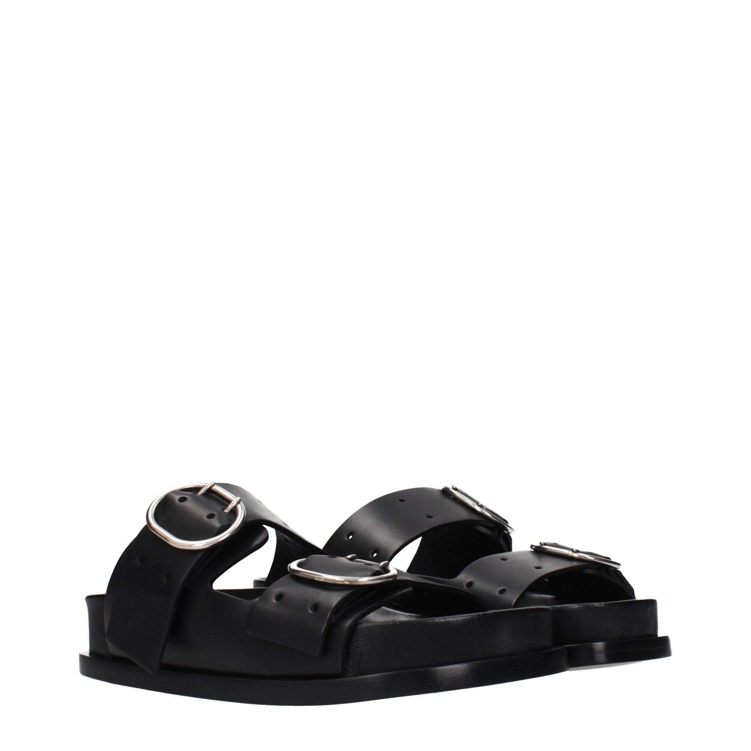 Jil Sander Schwarze Leder-Slipper-2