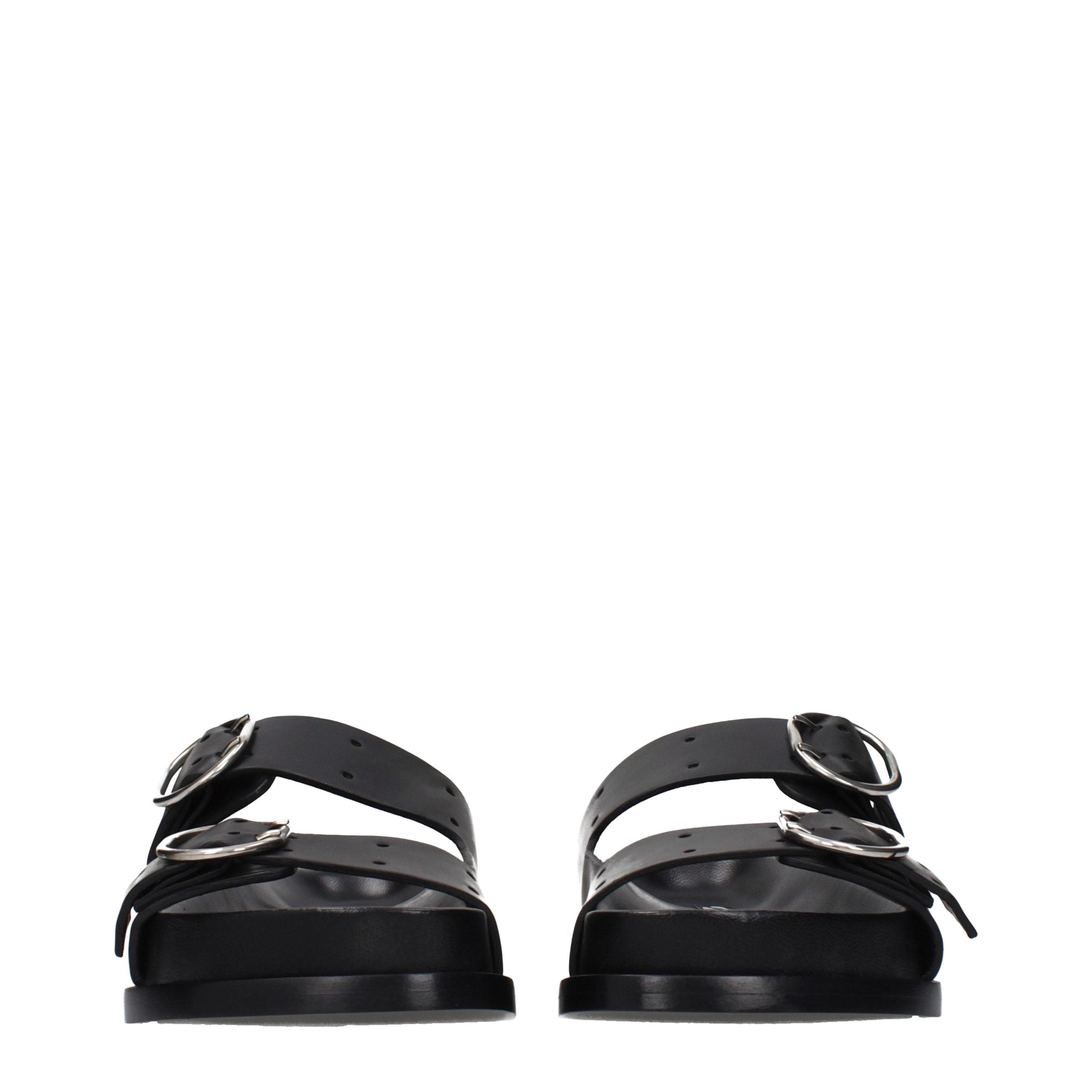 Jil Sander Schwarze Leder-Slipper-3