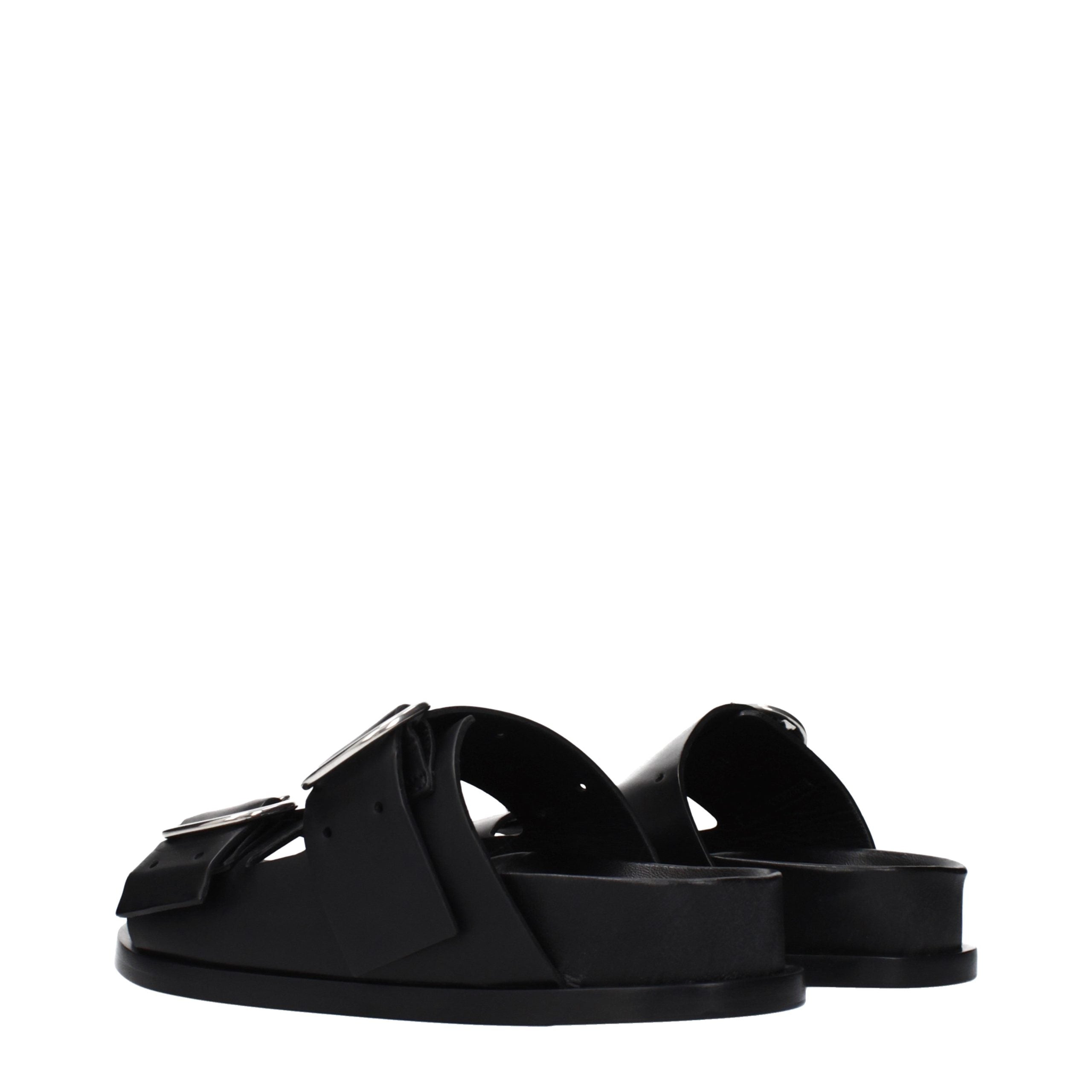 Jil Sander Schwarze Leder-Slipper-4
