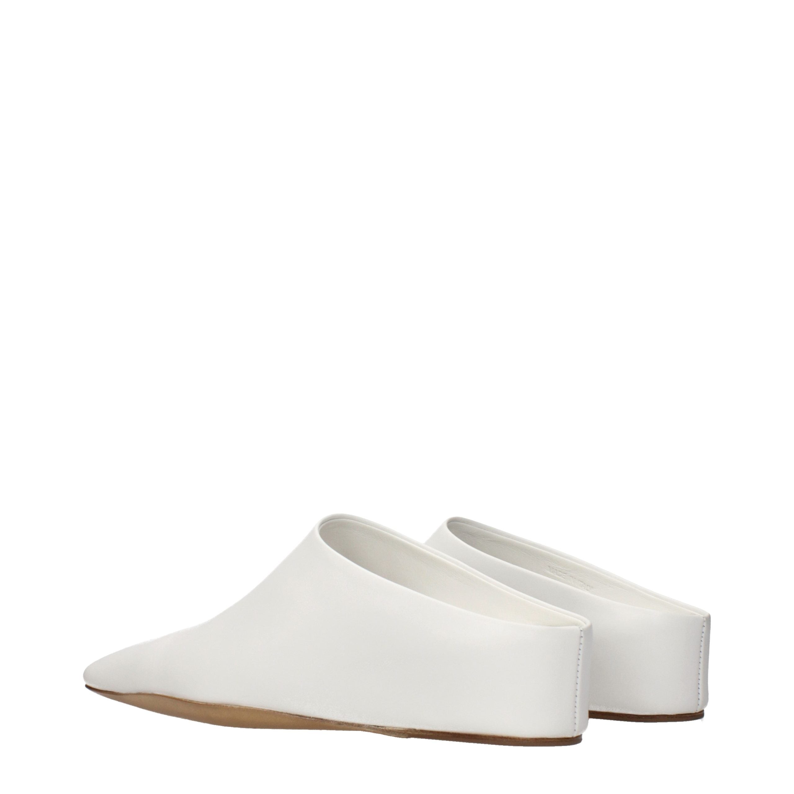 Jil Sander Weiße Leder-Pantoffeln-4
