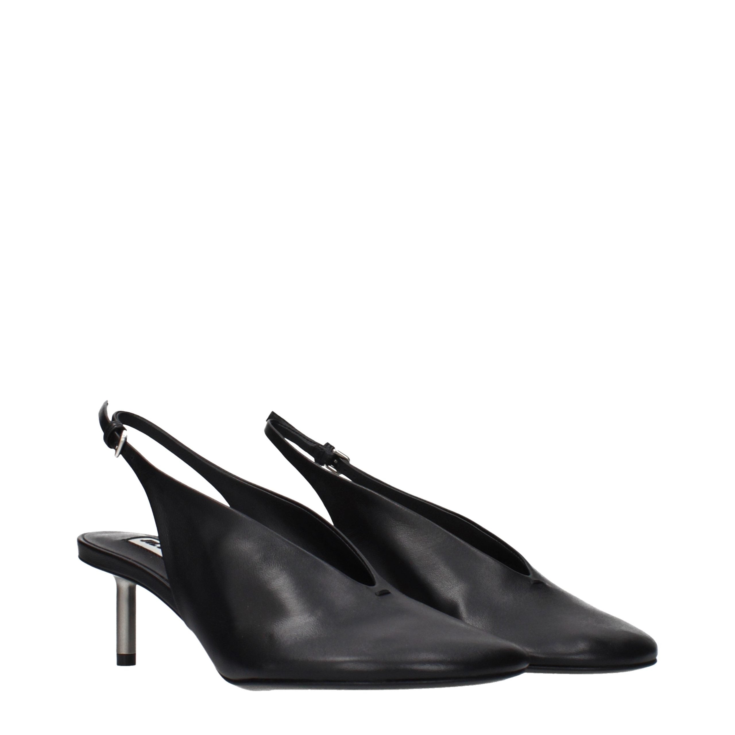 Jil Sander Schwarze Leder Pumps mit hohem Absatz-2