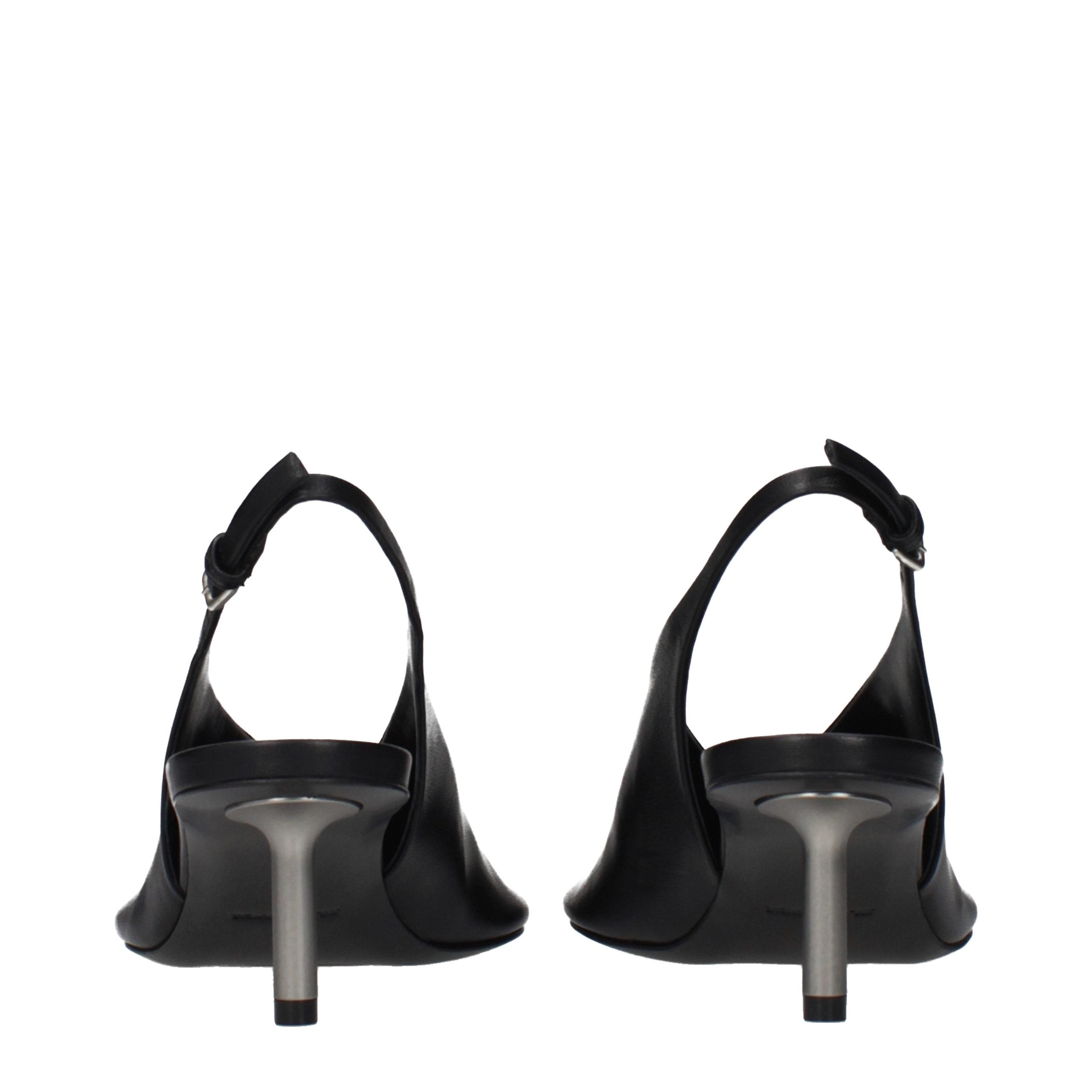 Jil Sander Schwarze Leder Pumps mit hohem Absatz-5