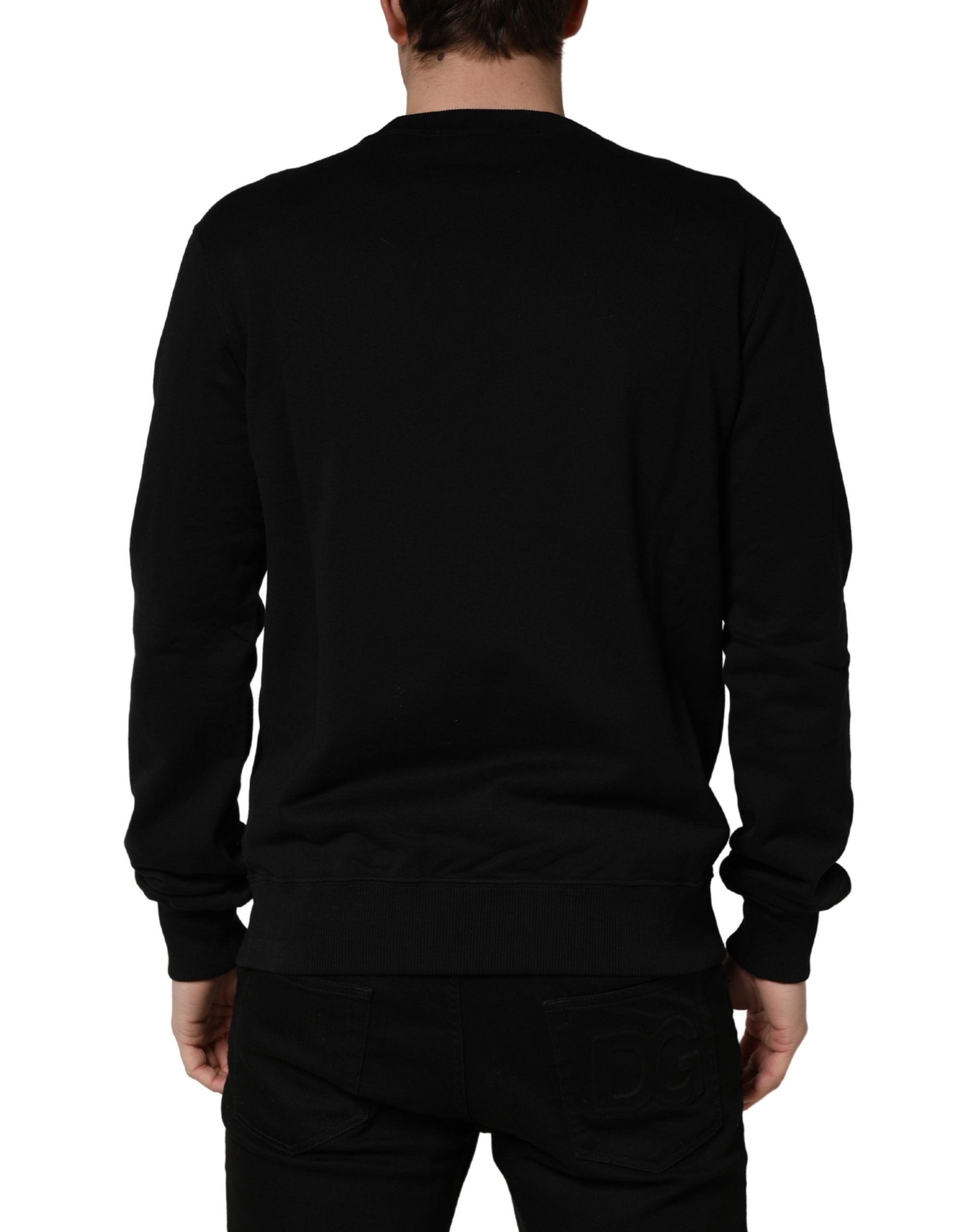 Dolce & Gabbana Schwarzer Sweatshirt-Pullover mit Verzierungen aus Baumwolle-5