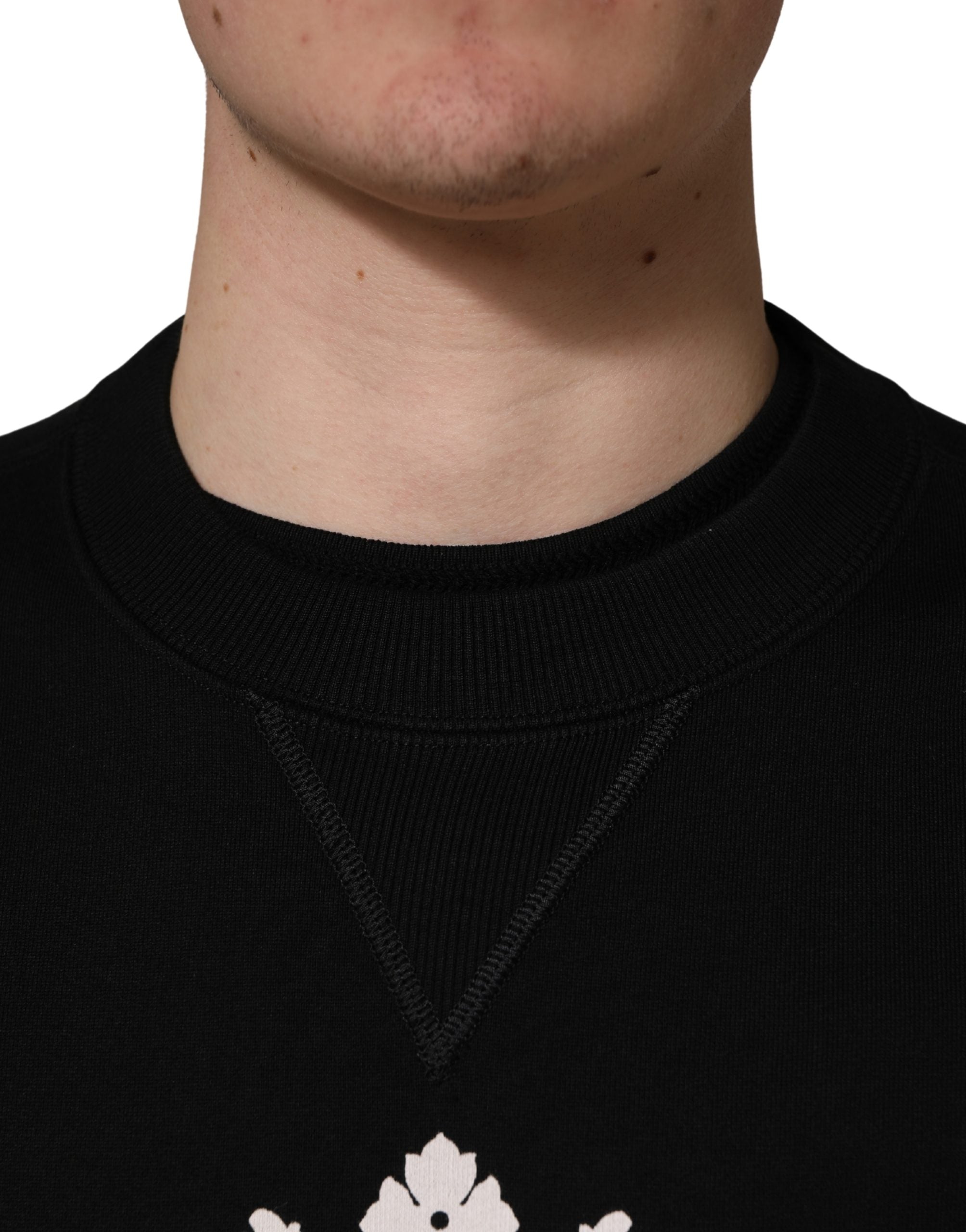 Dolce & Gabbana Schwarzer Sweatshirt-Pullover mit Verzierungen aus Baumwolle-6