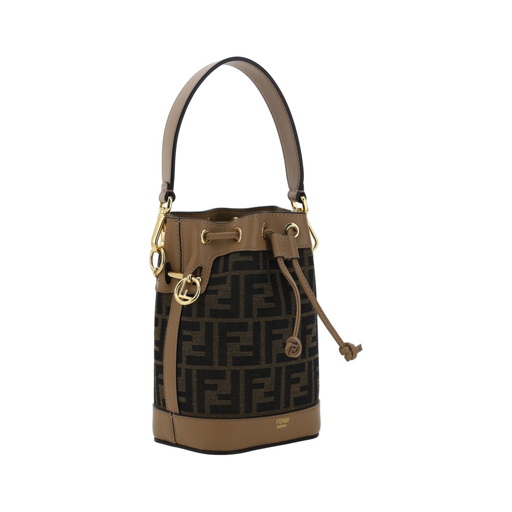 Fendi Braune Mon Tresor Mini Bucket Bag aus Raffia-2