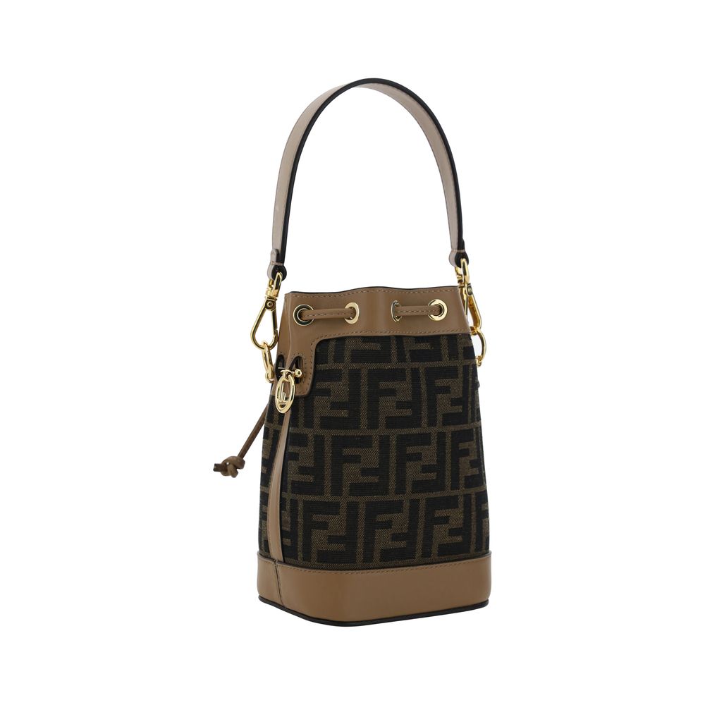 Fendi Braune Mon Tresor Mini Bucket Bag aus Raffia-3