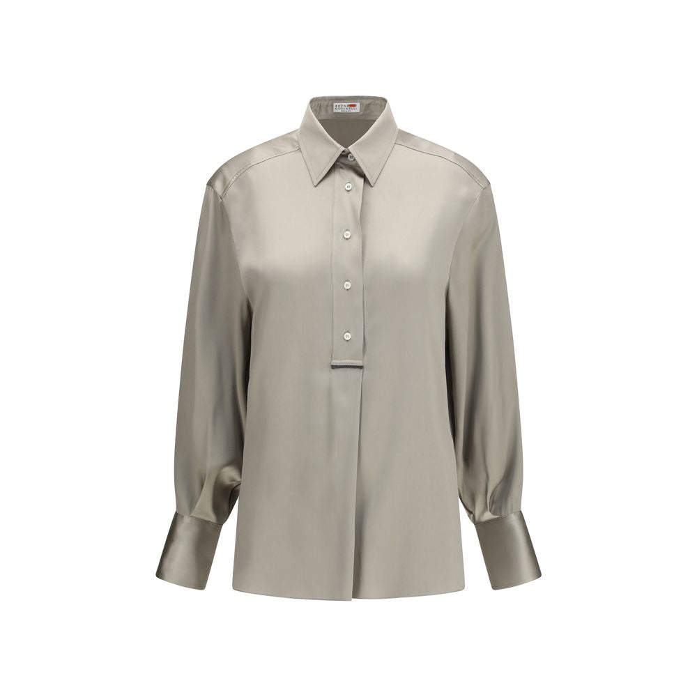 Brunello Cucinelli Zweifarbige Seidenbluse-1