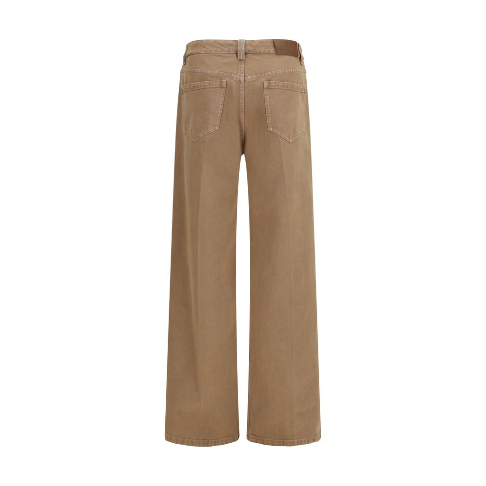 Brunello Cucinelli Braune Baumwolljeans mit geradem Bein-2