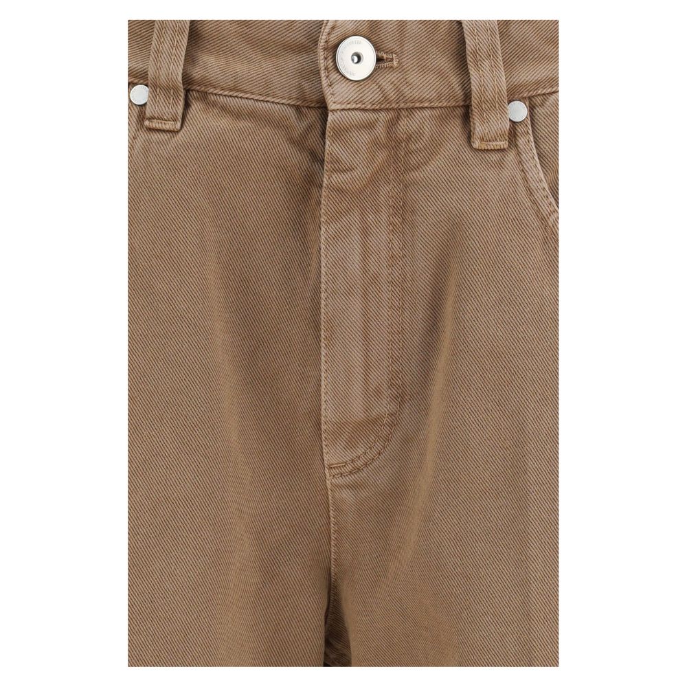 Brunello Cucinelli Braune Baumwolljeans mit geradem Bein-3