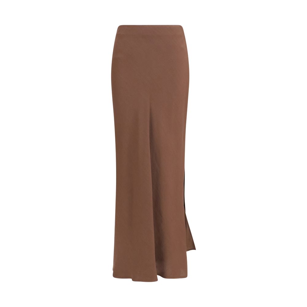 Brunello Cucinelli Brauner Viskose-Maxirock-1