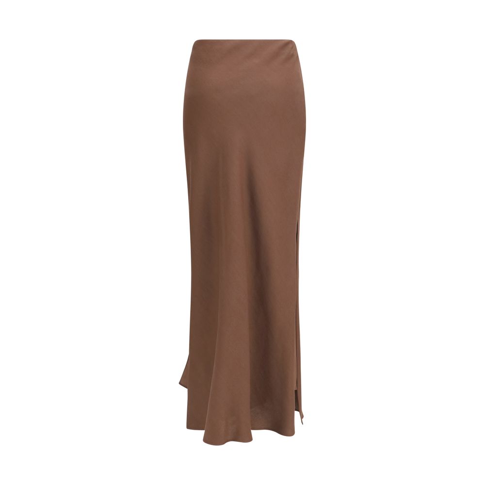 Brunello Cucinelli Brauner Viskose-Maxirock-2