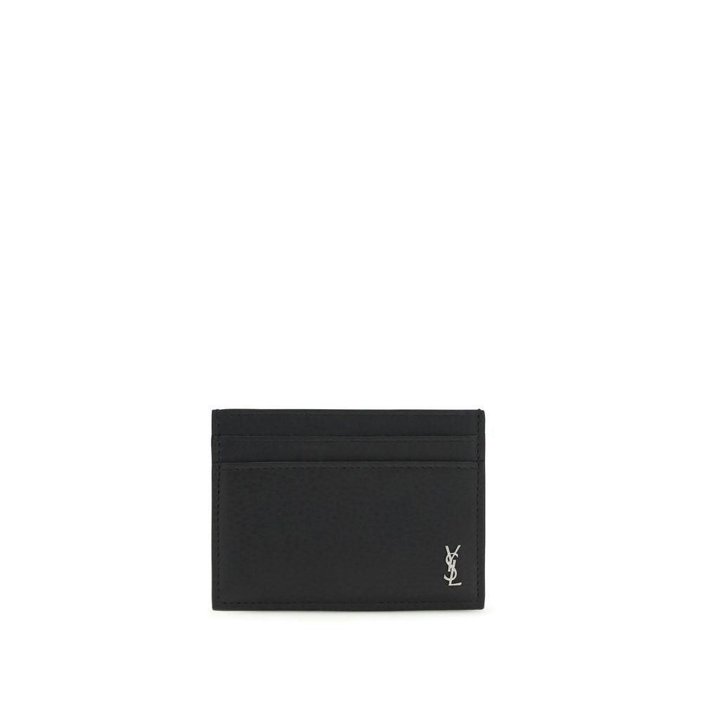 Saint Laurent Schwarzes Kalbsleder Bos Taurus Portemonnaie-1