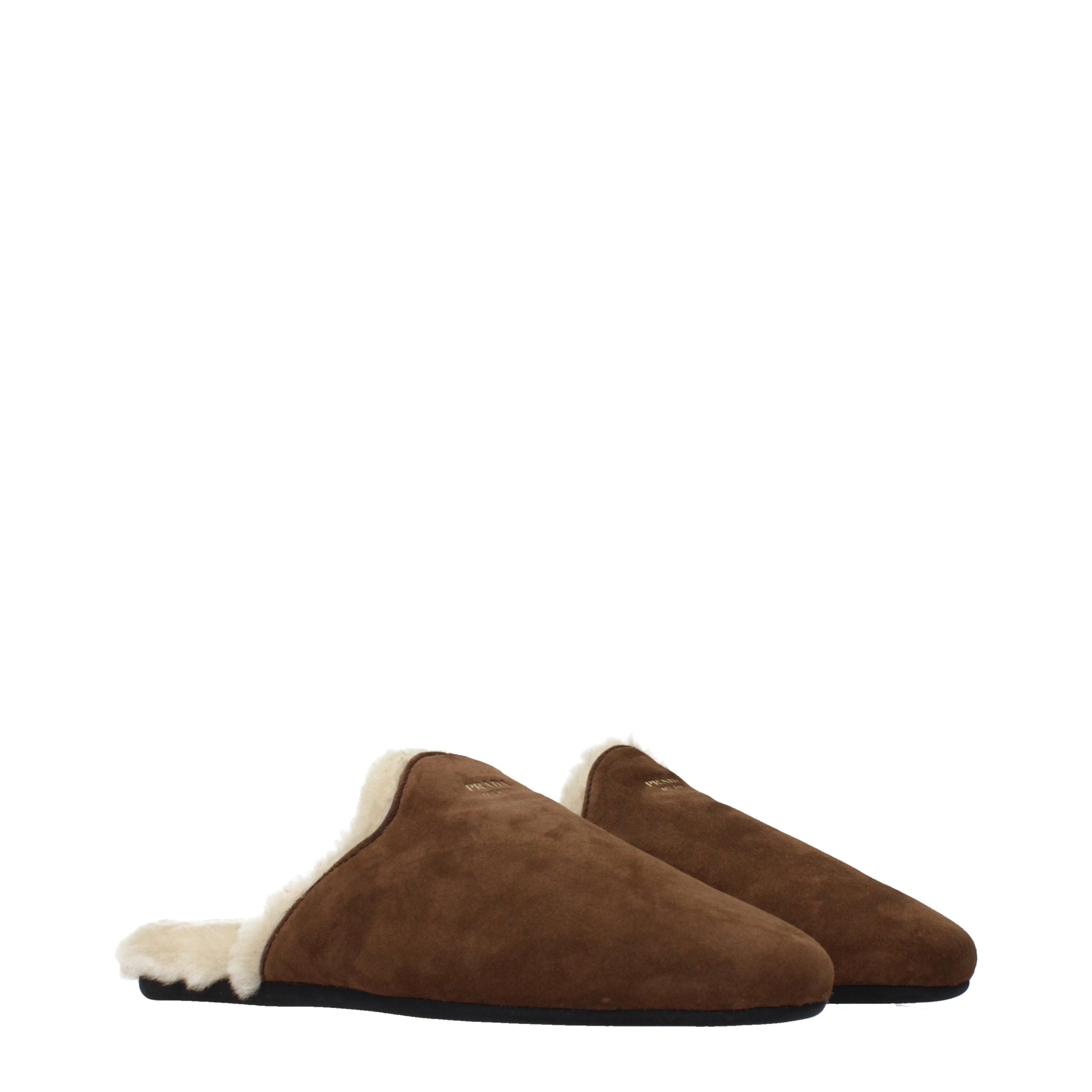 Prada Braune Leder-Slipper-2