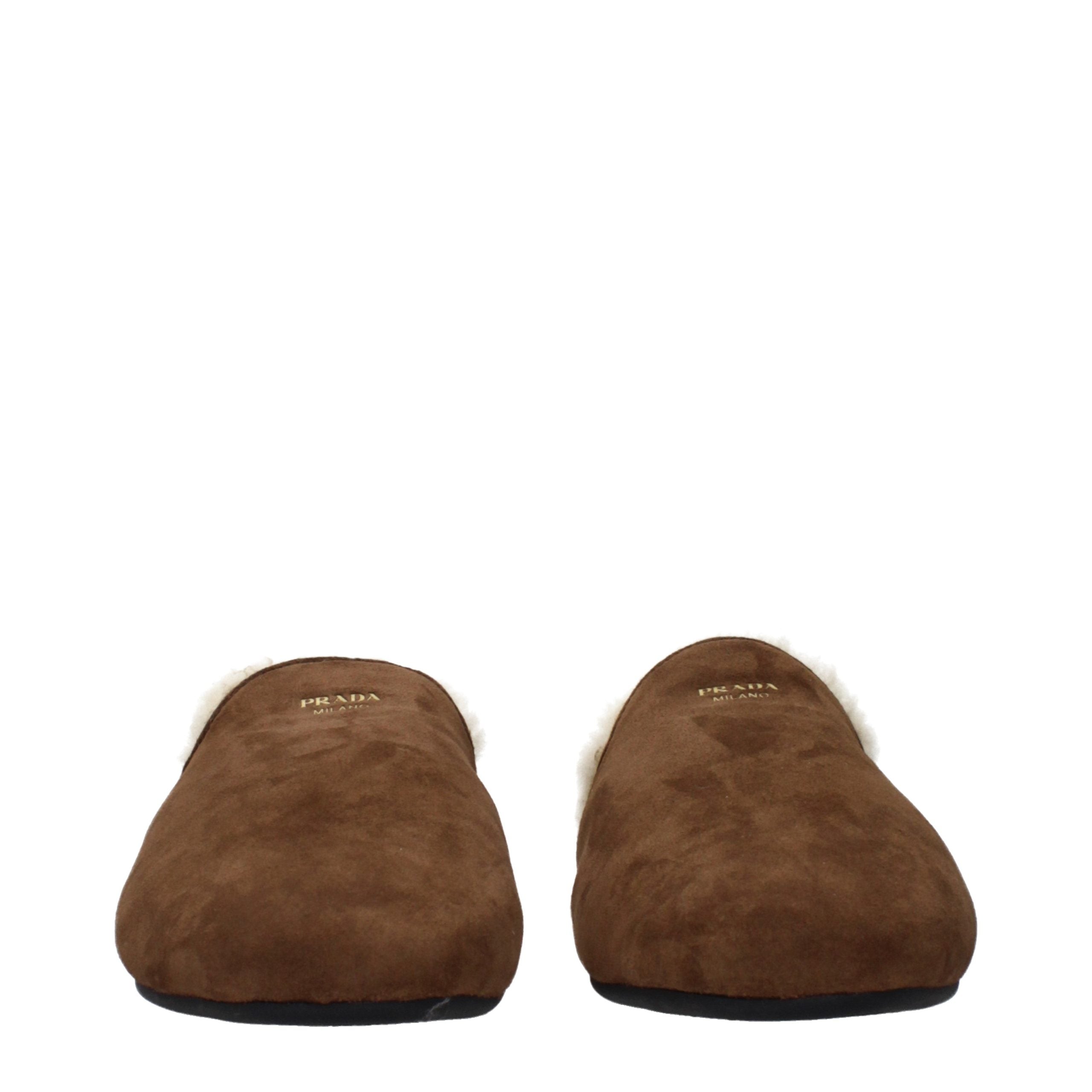 Prada Braune Leder-Slipper-3