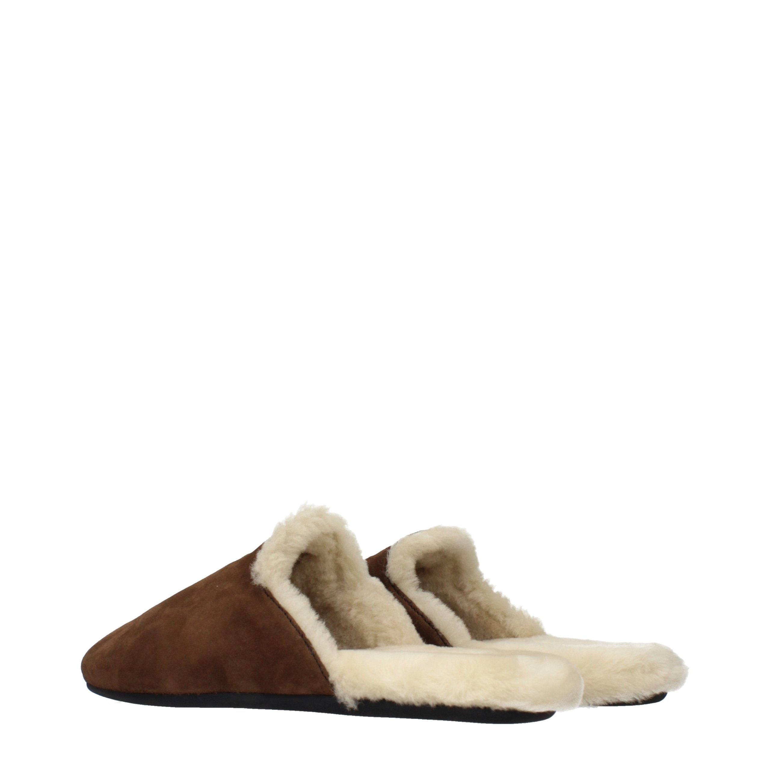 Prada Braune Leder-Slipper-4