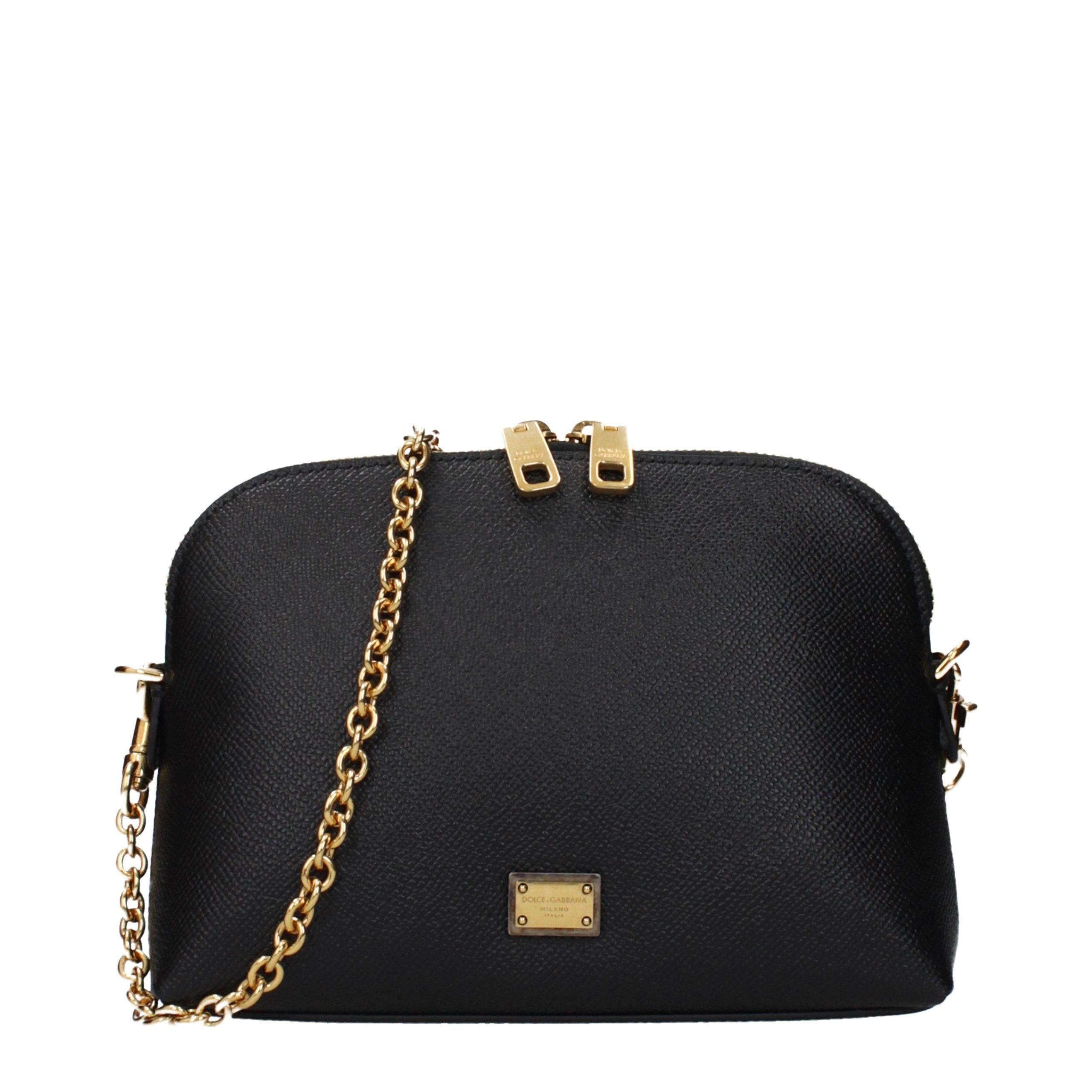 Dolce & Gabbana Schwarze Leder Umhängetasche-1