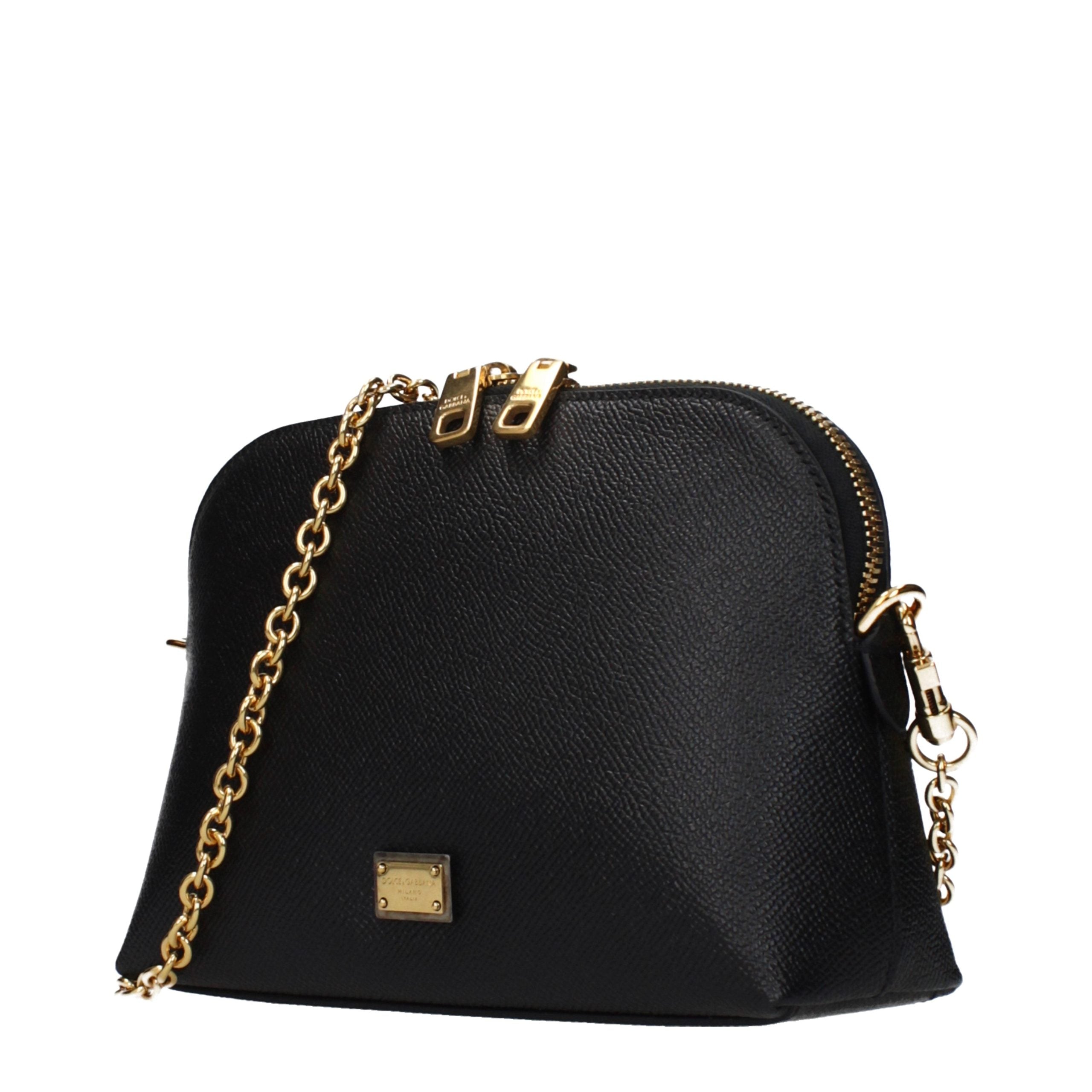 Dolce & Gabbana Schwarze Leder Umhängetasche-2