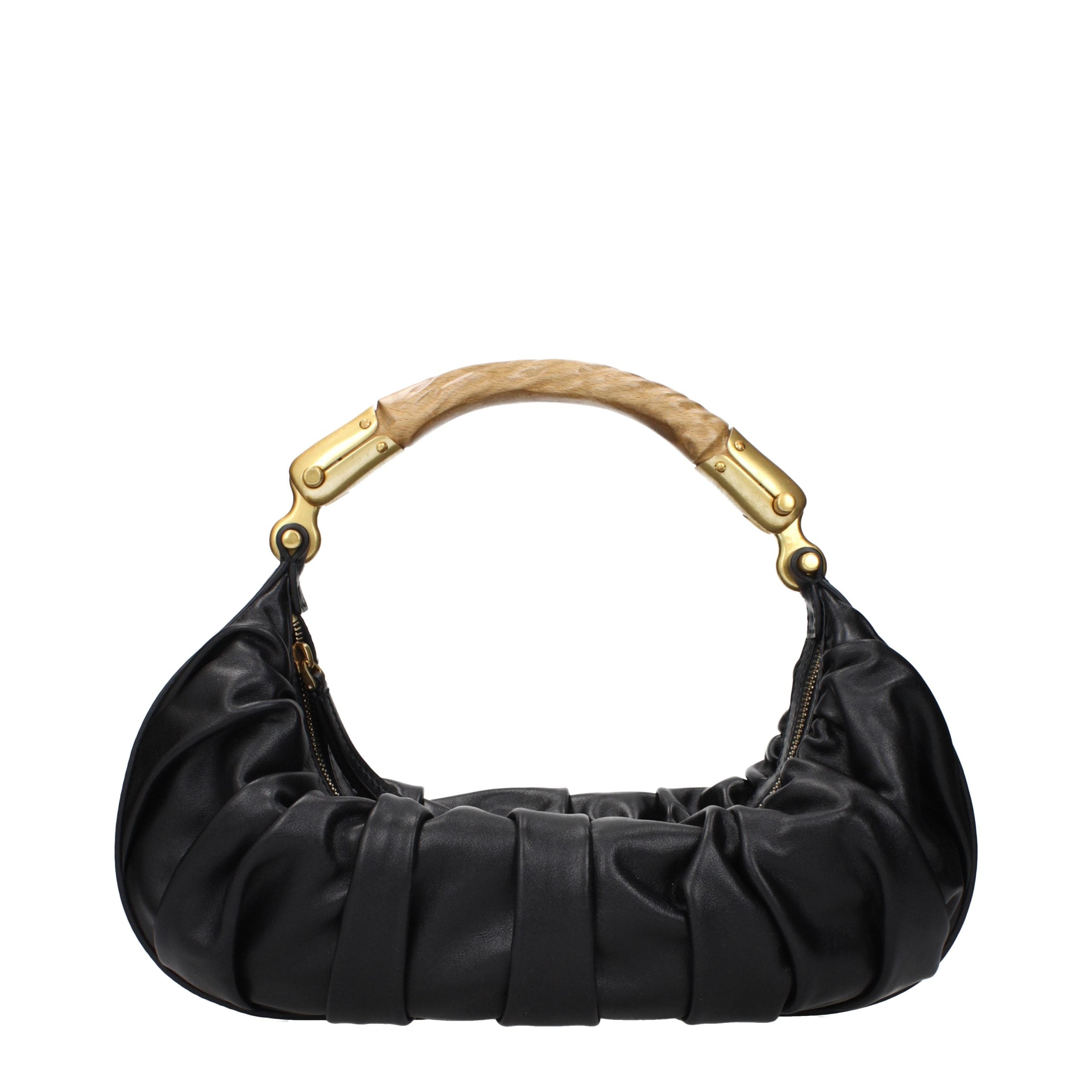 Balmain Schwarze Lederhandtasche-1