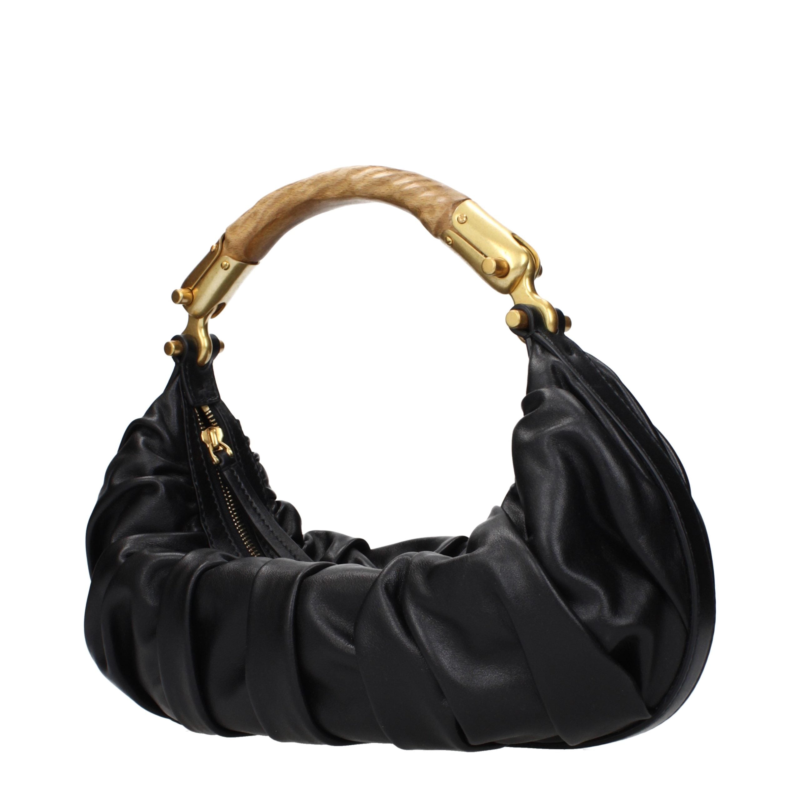 Balmain Schwarze Lederhandtasche-2