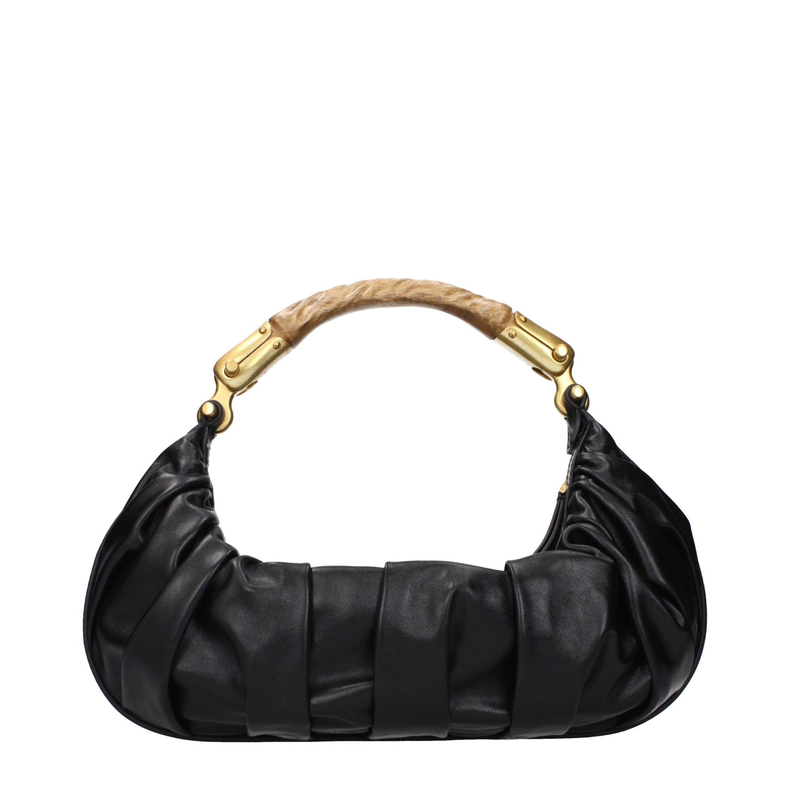 Balmain Schwarze Lederhandtasche-3