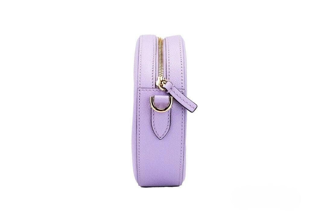 Versace Round Disco Lilac Leather Camera Case Shoulder Bag Handbag-3