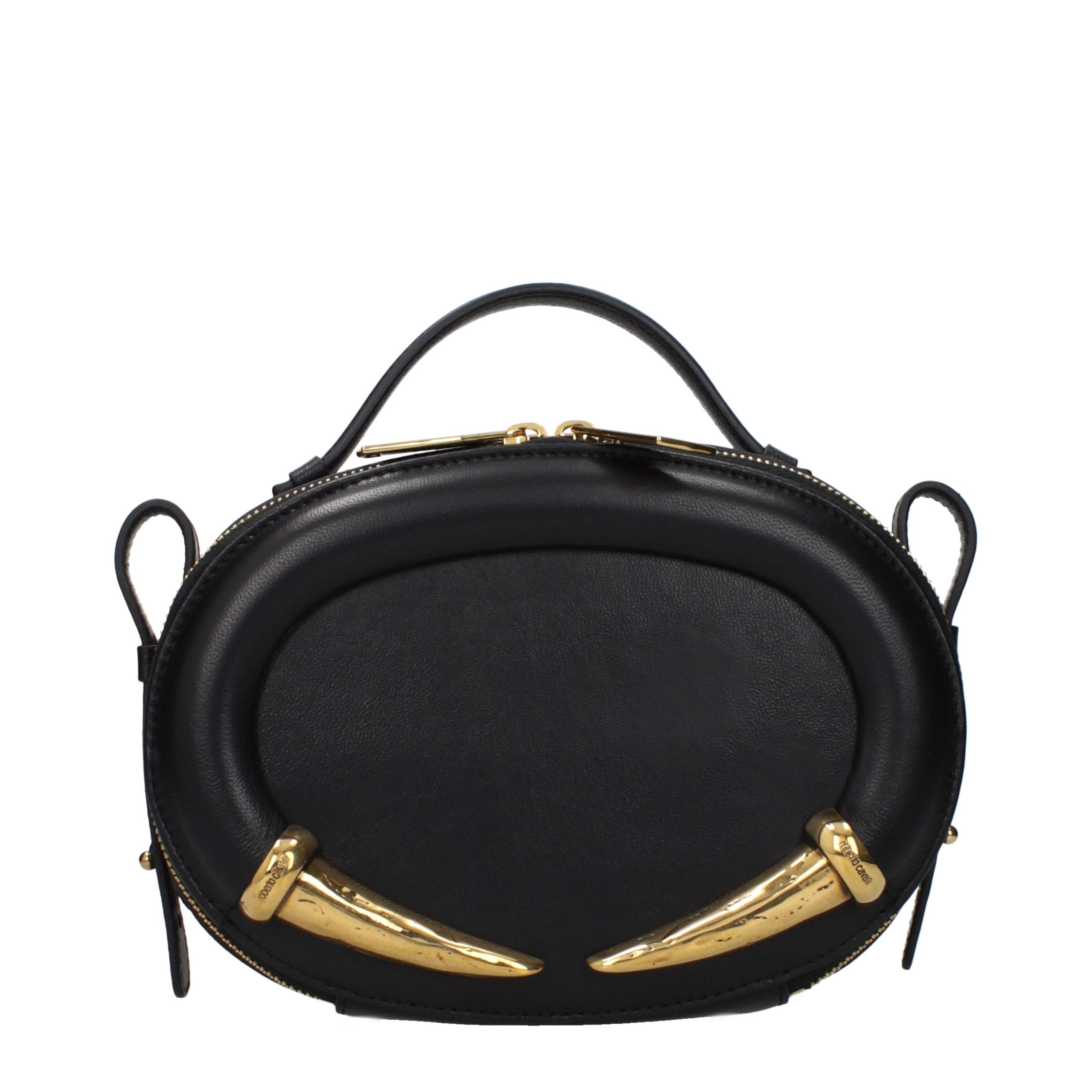 Roberto Cavalli Schwarze Lederhandtasche