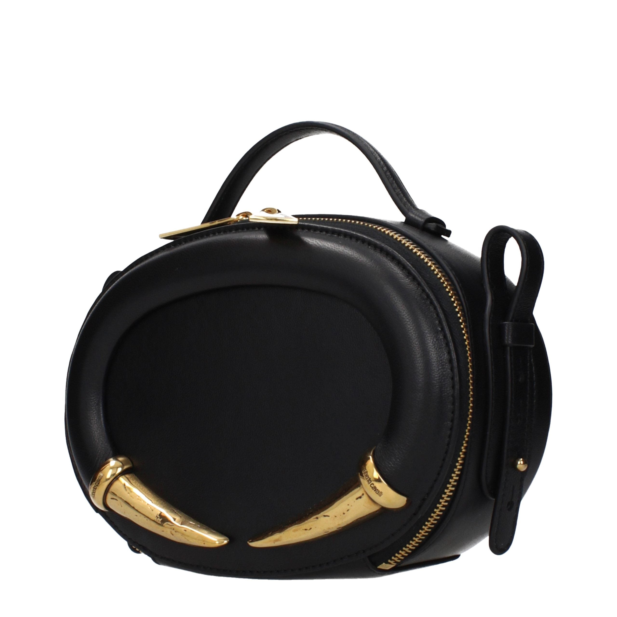 Roberto Cavalli Schwarze Lederhandtasche-3