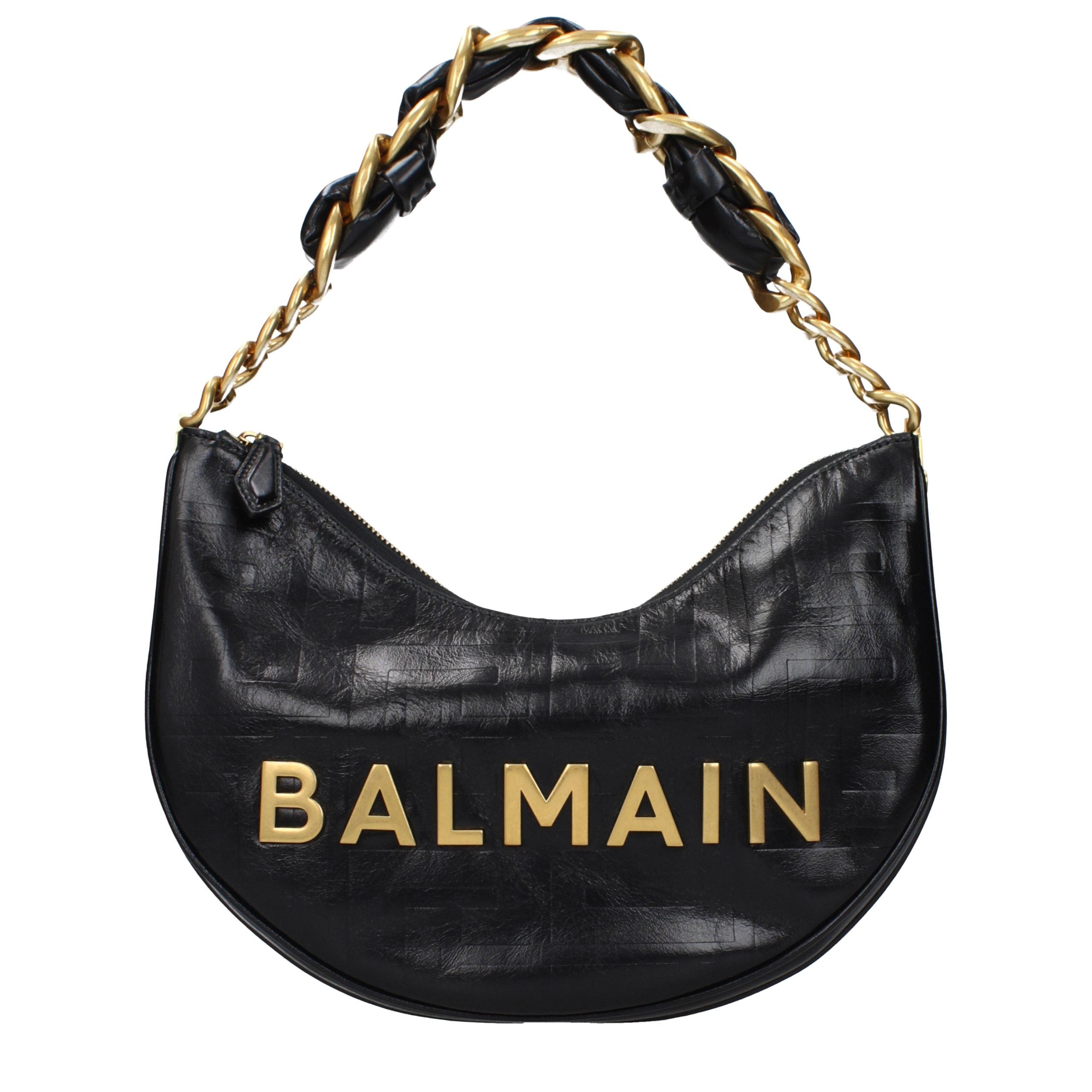 Balmain Schwarze Leder Umhängetasche-1