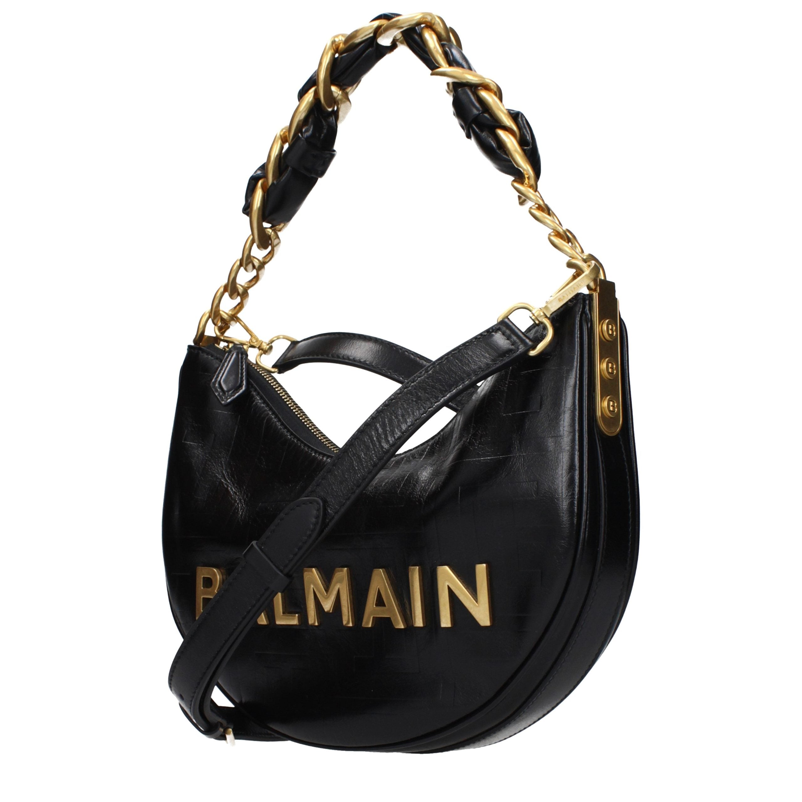 Balmain Schwarze Leder Umhängetasche-2