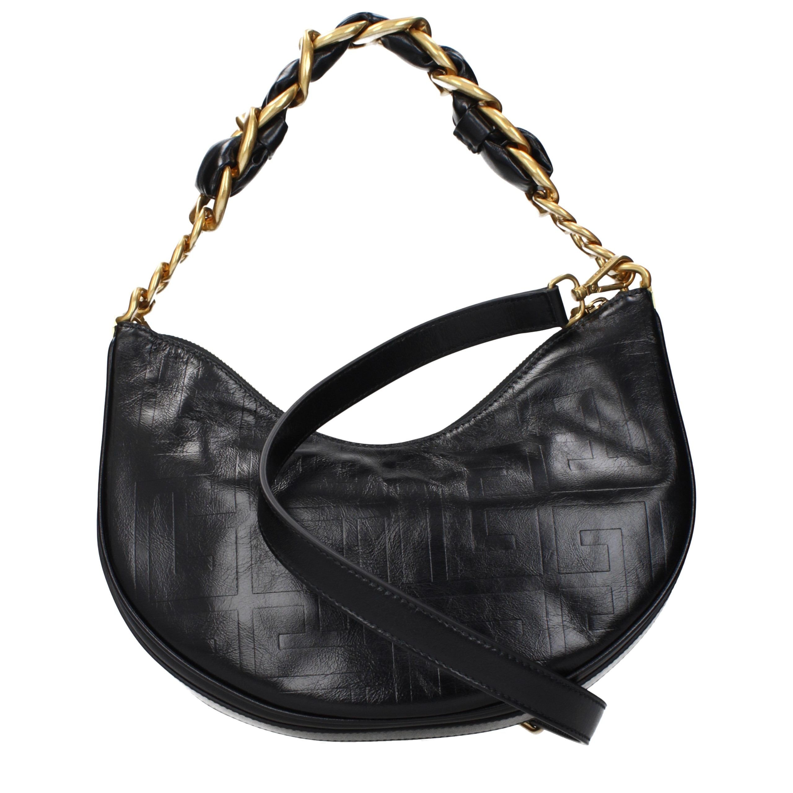 Balmain Schwarze Leder Umhängetasche-3