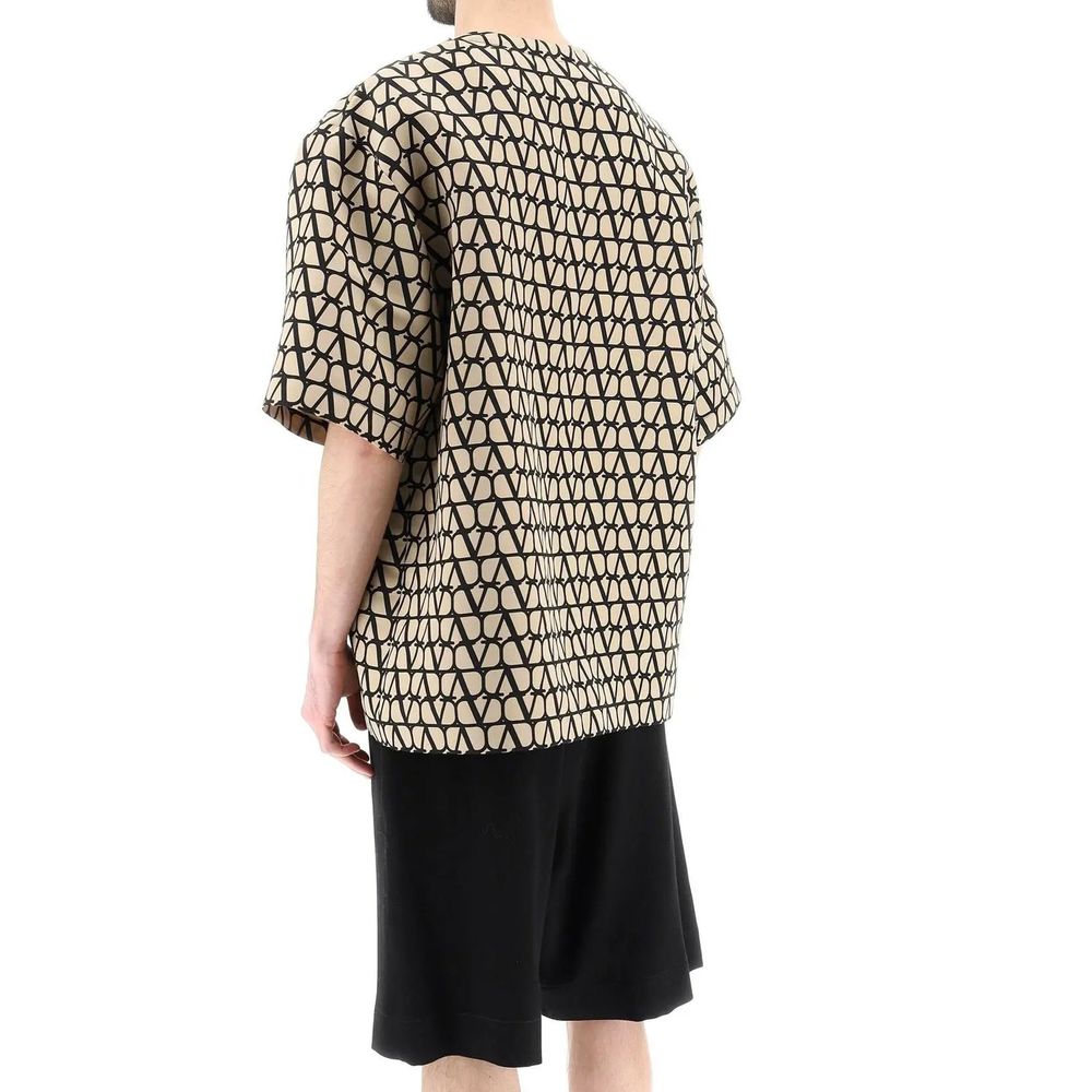 Valentino Braunes Seiden-T-Shirt-3